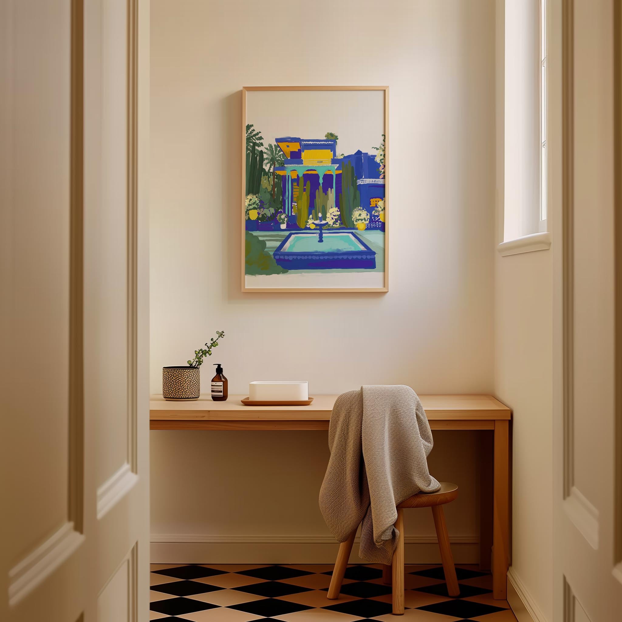 Majorelle Garden Inspired Blue Landscape Wall Art Print-Skudaboo