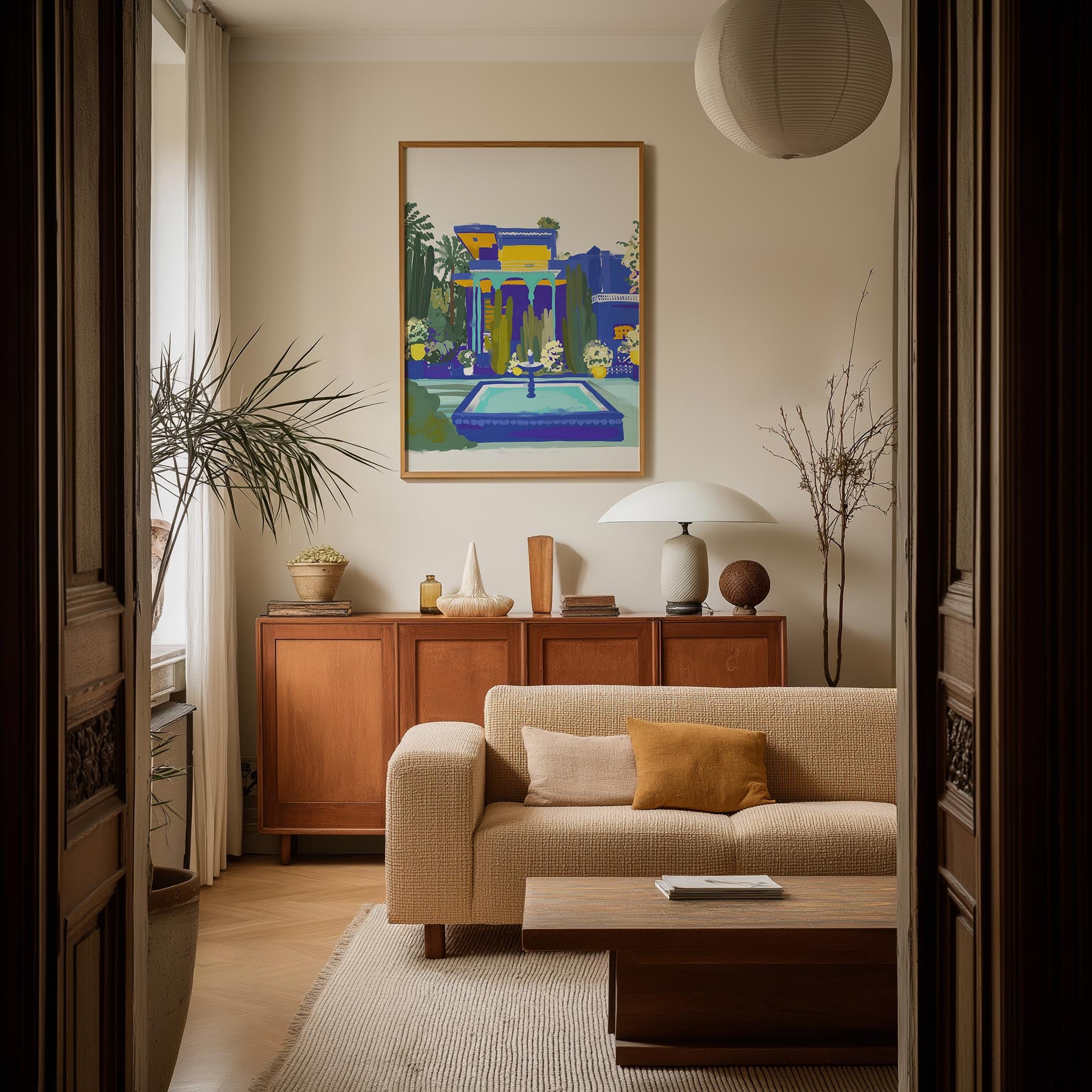 Majorelle Garden Inspired Blue Landscape Wall Art Print-Skudaboo