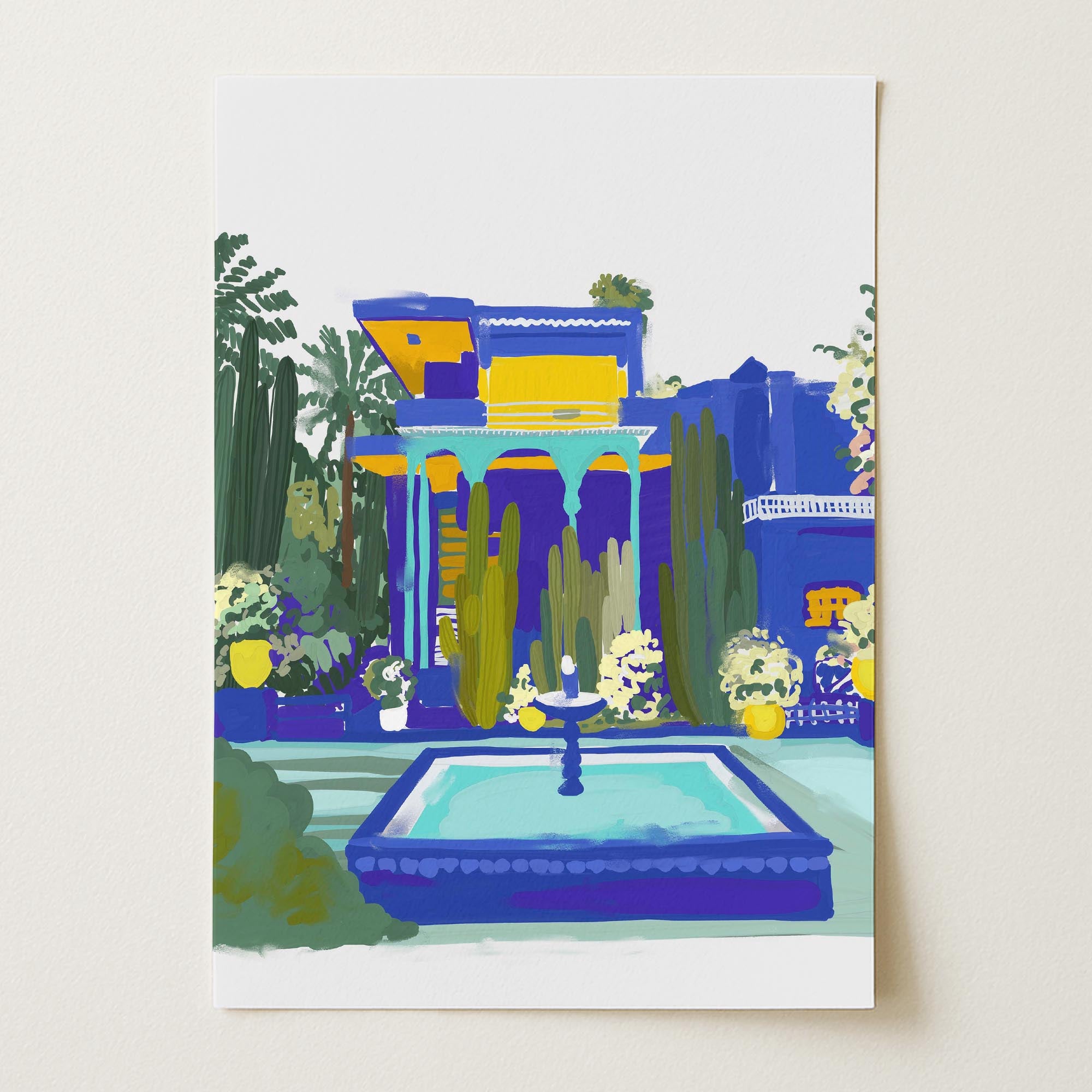 Majorelle Garden Inspired Blue Landscape Wall Art Print-Skudaboo