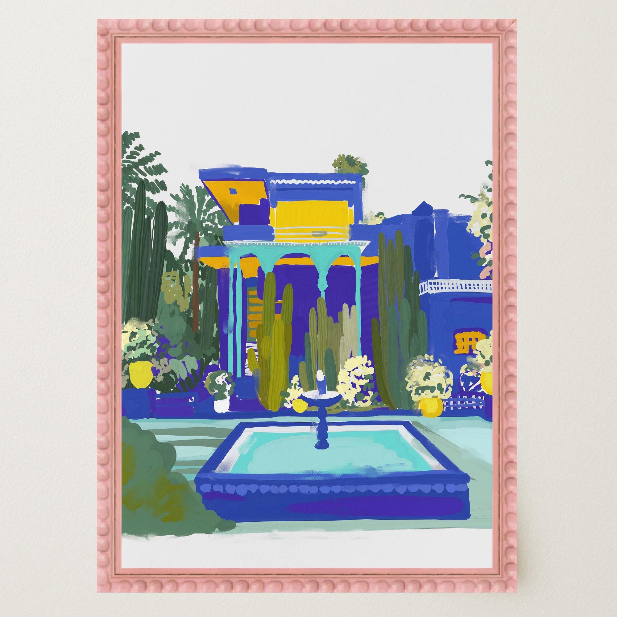 Majorelle Garden Inspired Blue Landscape Wall Art Print-Skudaboo