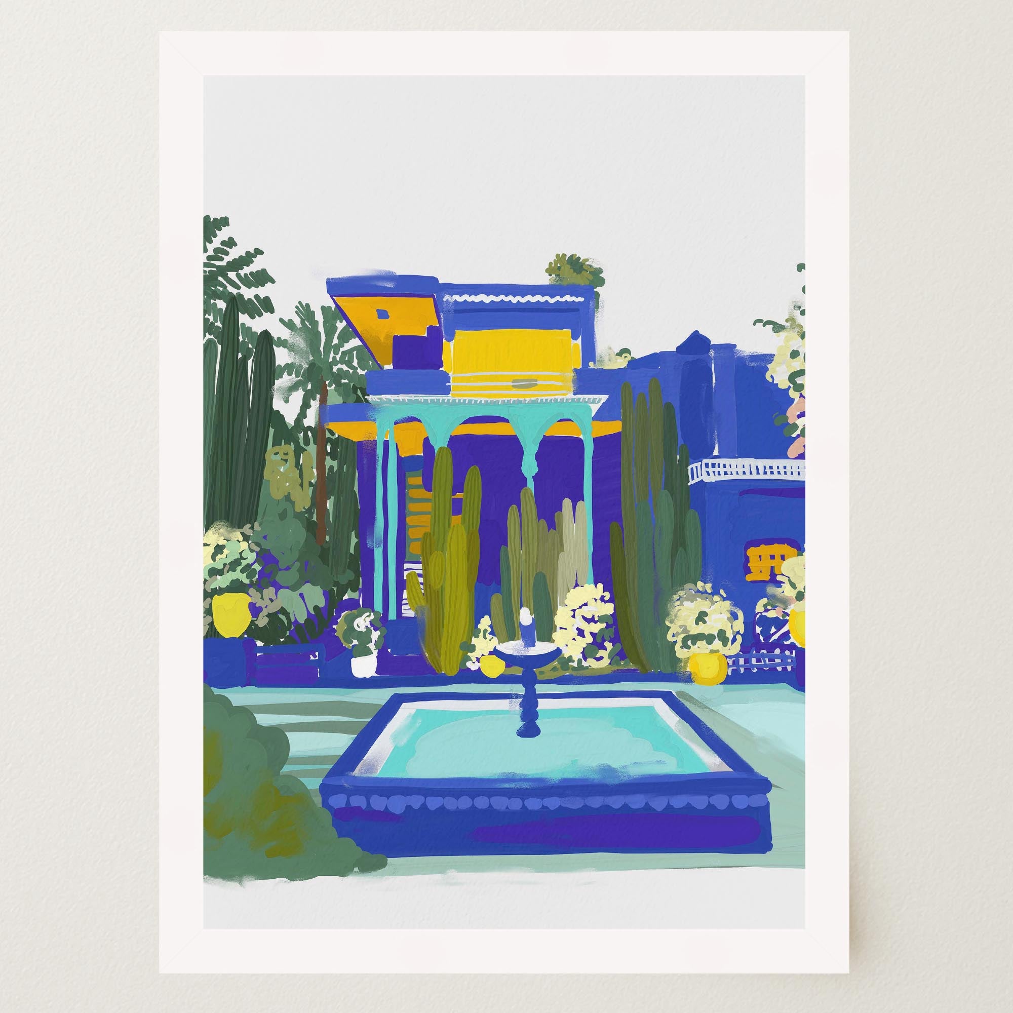 Majorelle Garden Inspired Blue Landscape Wall Art Print-Skudaboo