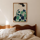 Woman in Green Pattern Dress Portrait Wall Art Print-Skudaboo