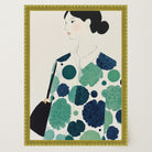 Woman in Green Pattern Dress Portrait Wall Art Print-Skudaboo
