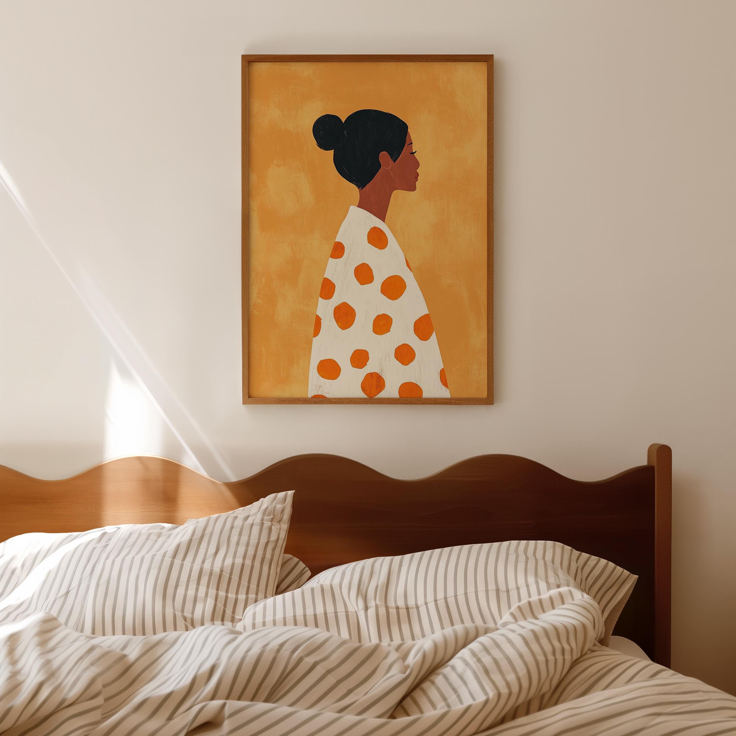 Woman in Polka Dot Dress Portrait Wall Art Print-Skudaboo