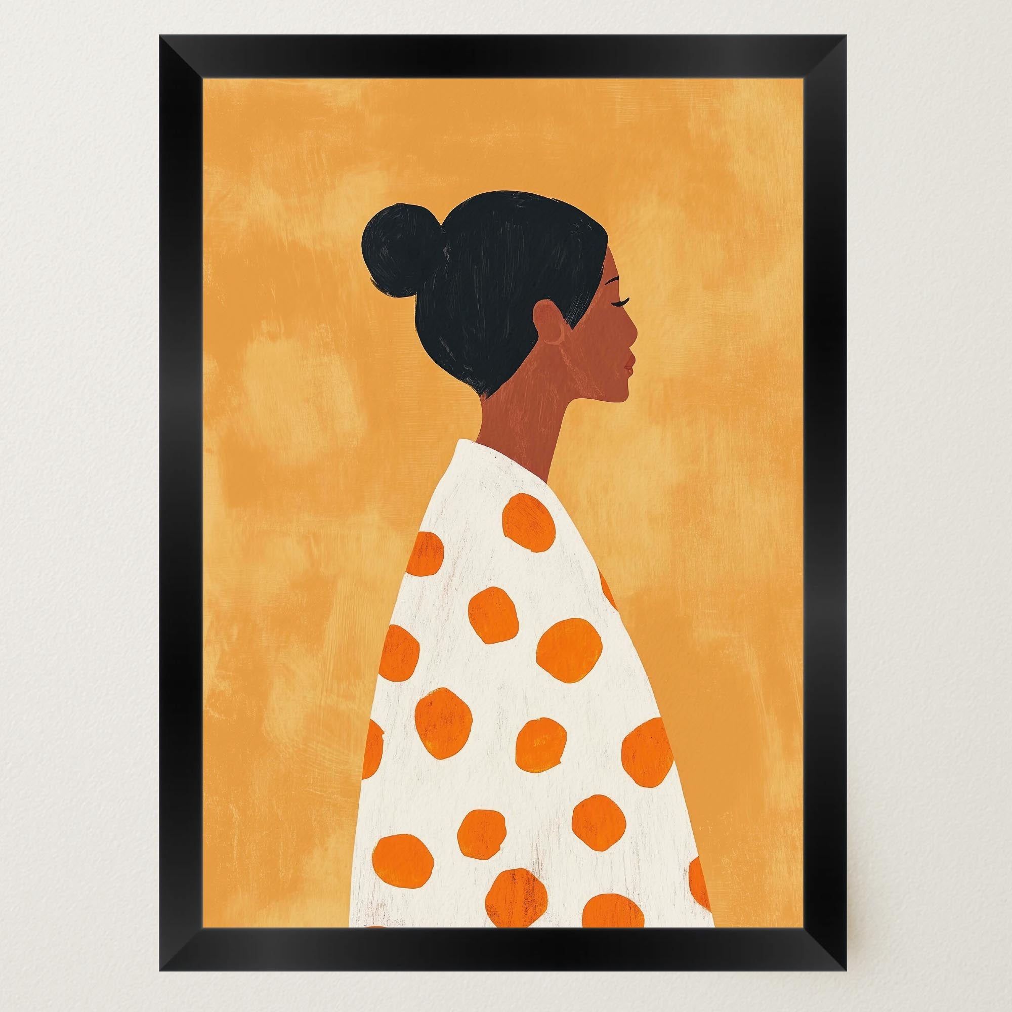 Woman in Polka Dot Dress Portrait Wall Art Print-Skudaboo