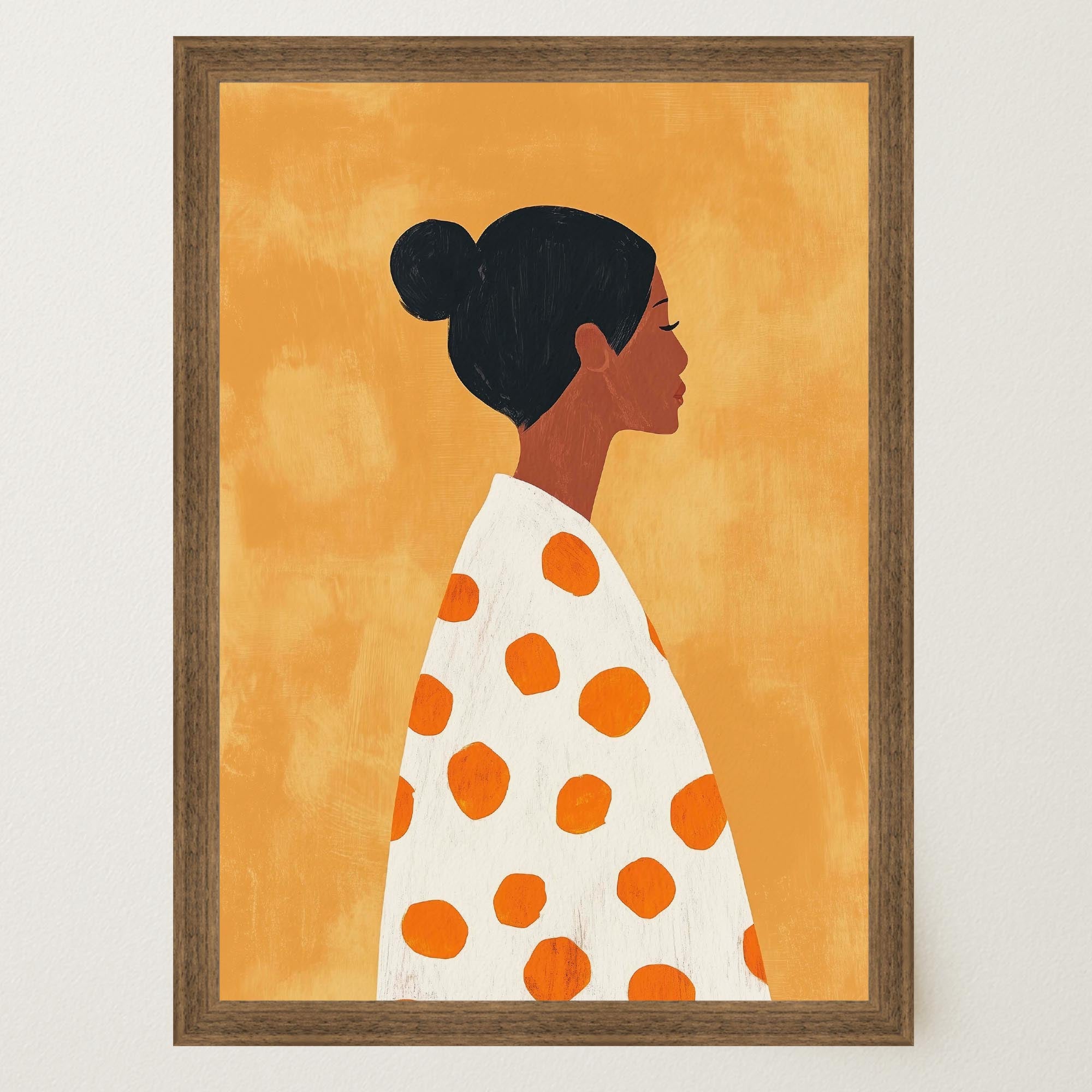 Woman in Polka Dot Dress Portrait Wall Art Print-Skudaboo