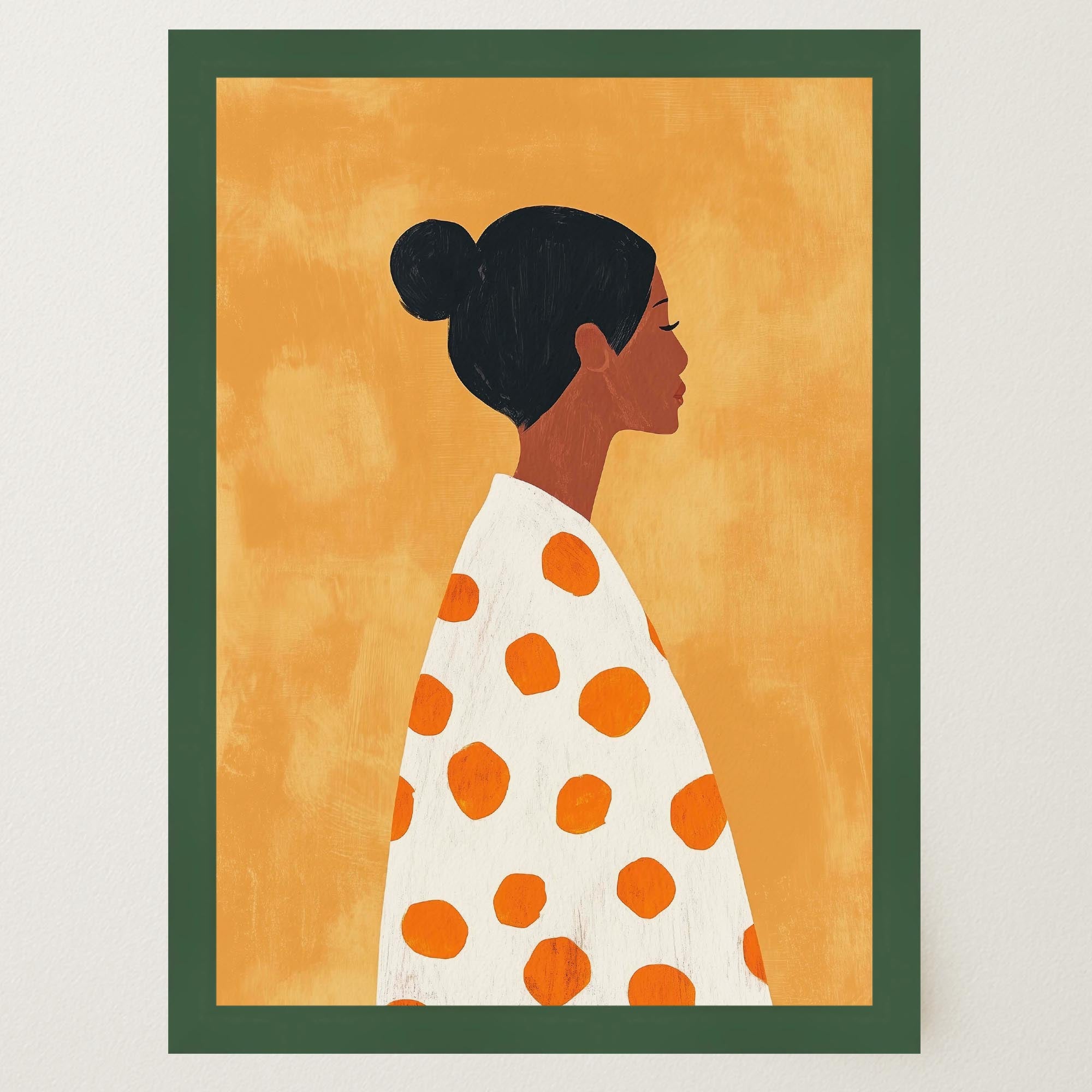 Woman in Polka Dot Dress Portrait Wall Art Print-Skudaboo