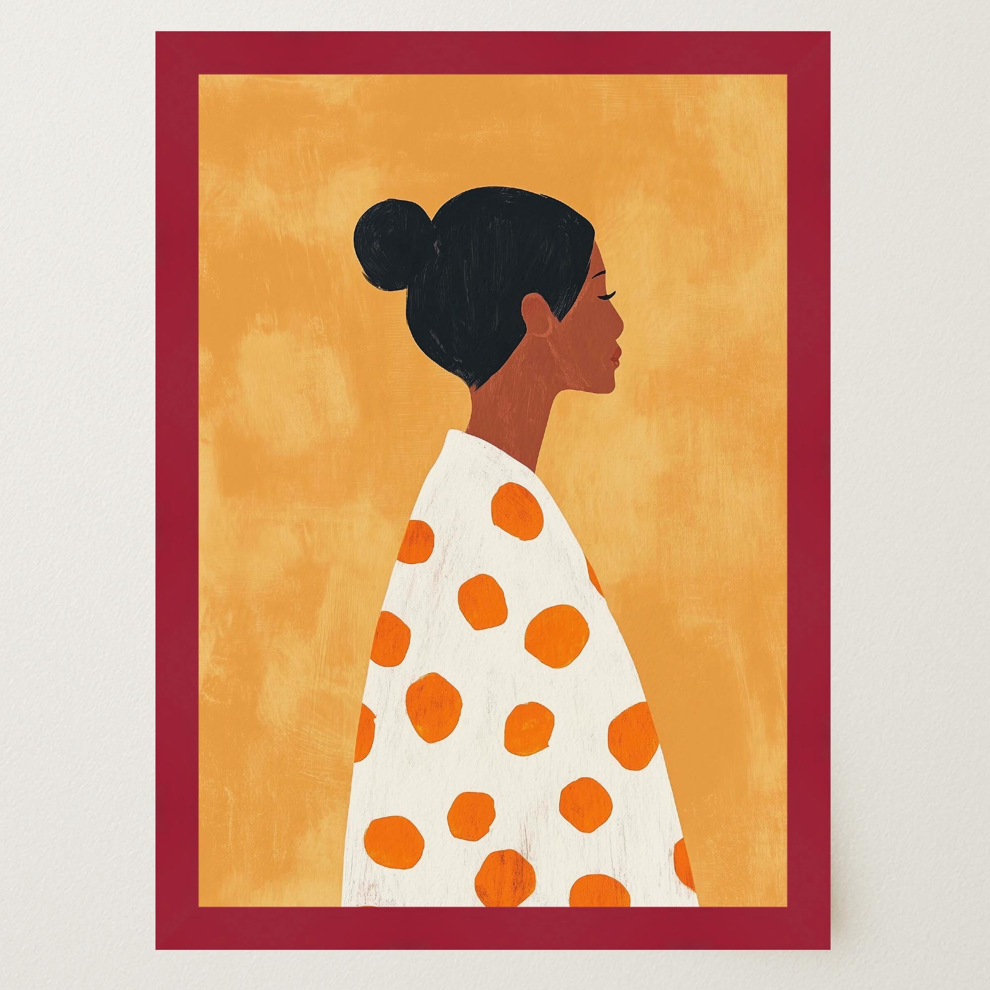 Woman in Polka Dot Dress Portrait Wall Art Print-Skudaboo