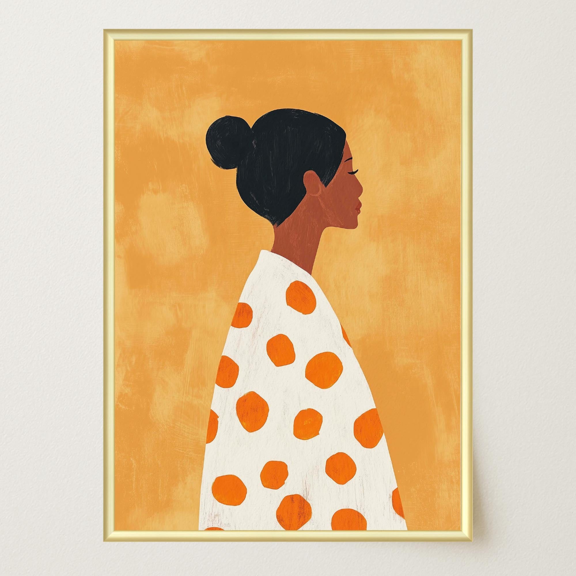 Woman in Polka Dot Dress Portrait Wall Art Print-Skudaboo