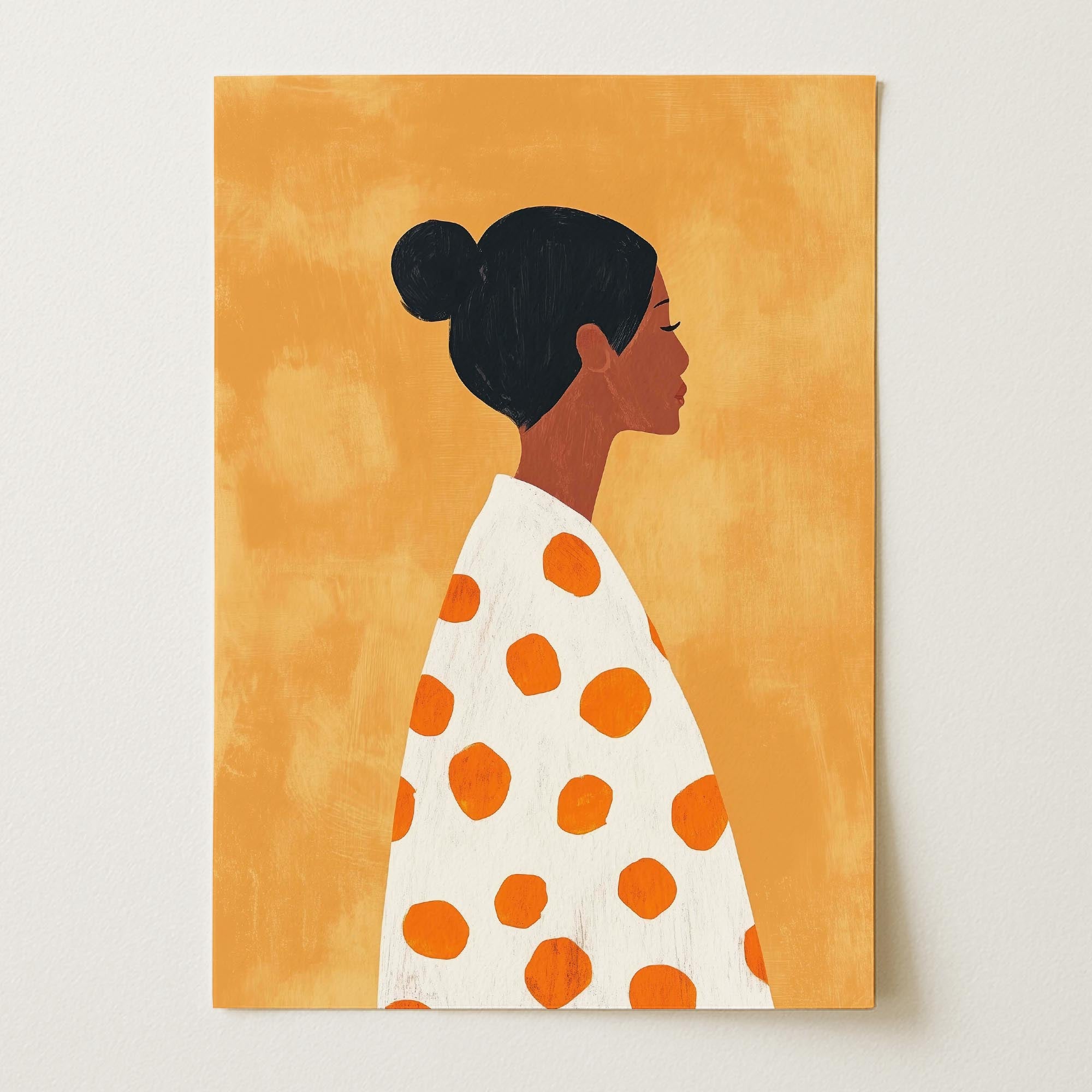 Woman in Polka Dot Dress Portrait Wall Art Print-Skudaboo
