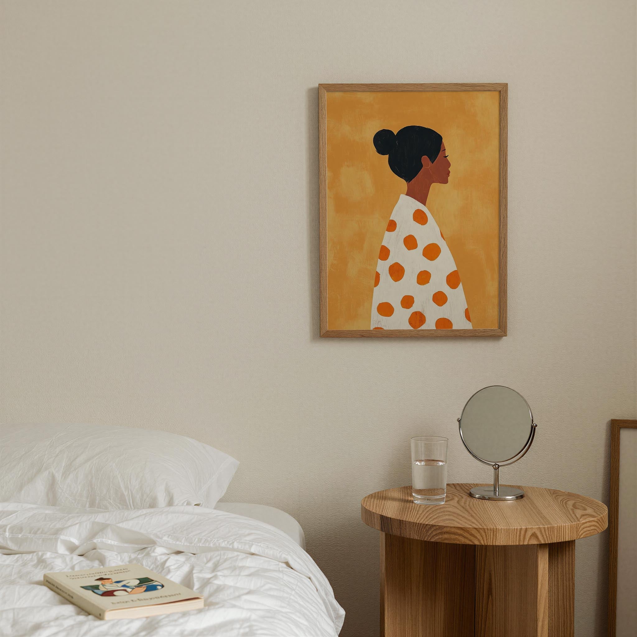 Woman in Polka Dot Dress Portrait Wall Art Print-Skudaboo