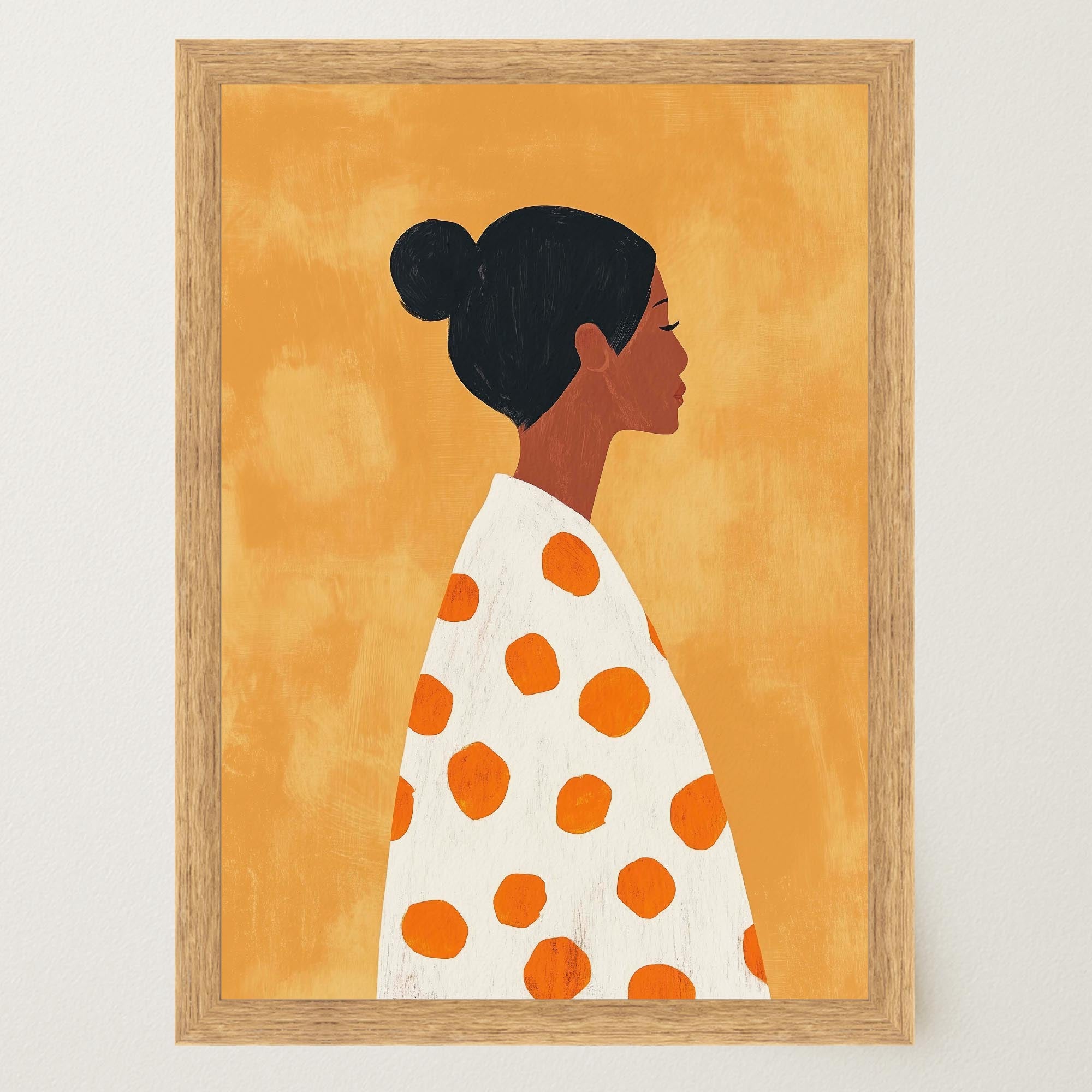 Woman in Polka Dot Dress Portrait Wall Art Print-Skudaboo