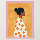Woman in Polka Dot Dress Portrait Wall Art Print-Skudaboo