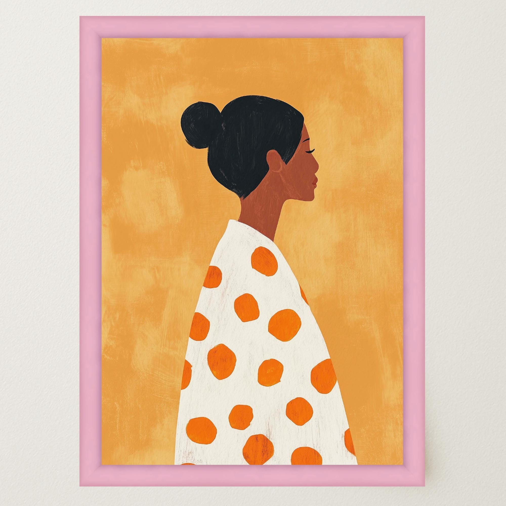 Woman in Polka Dot Dress Portrait Wall Art Print-Skudaboo