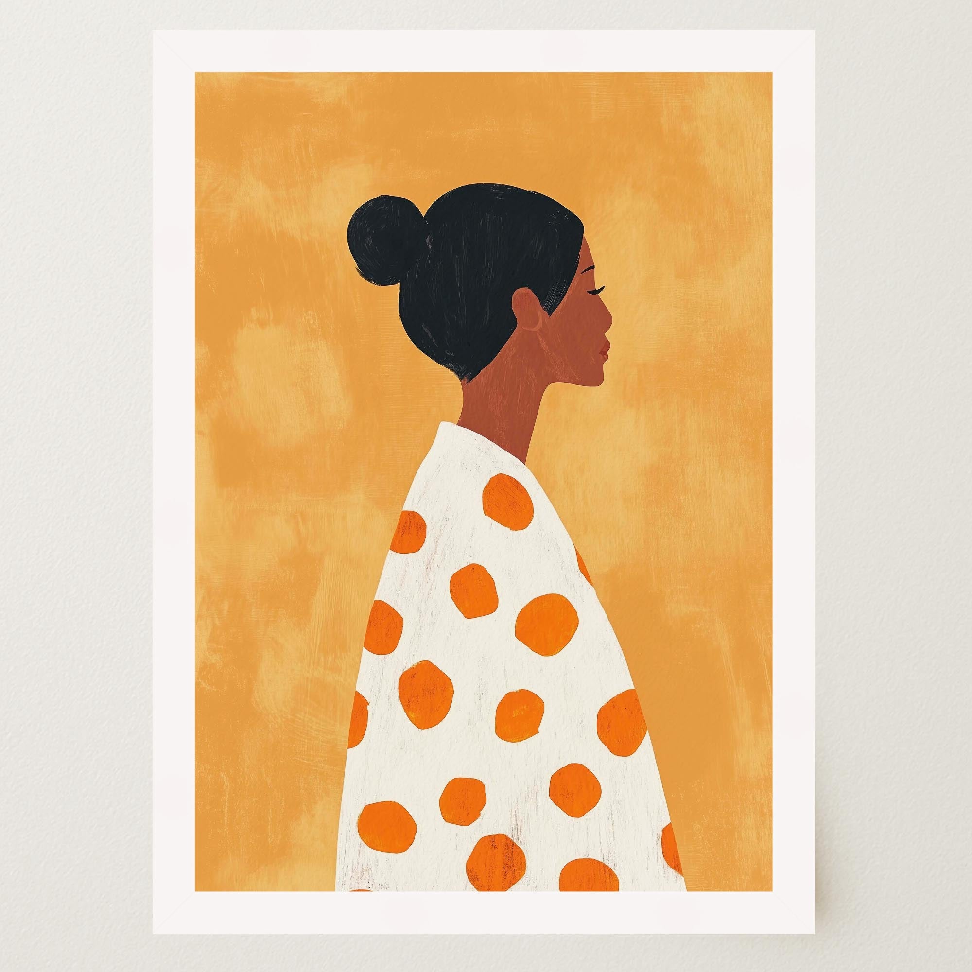 Woman in Polka Dot Dress Portrait Wall Art Print-Skudaboo