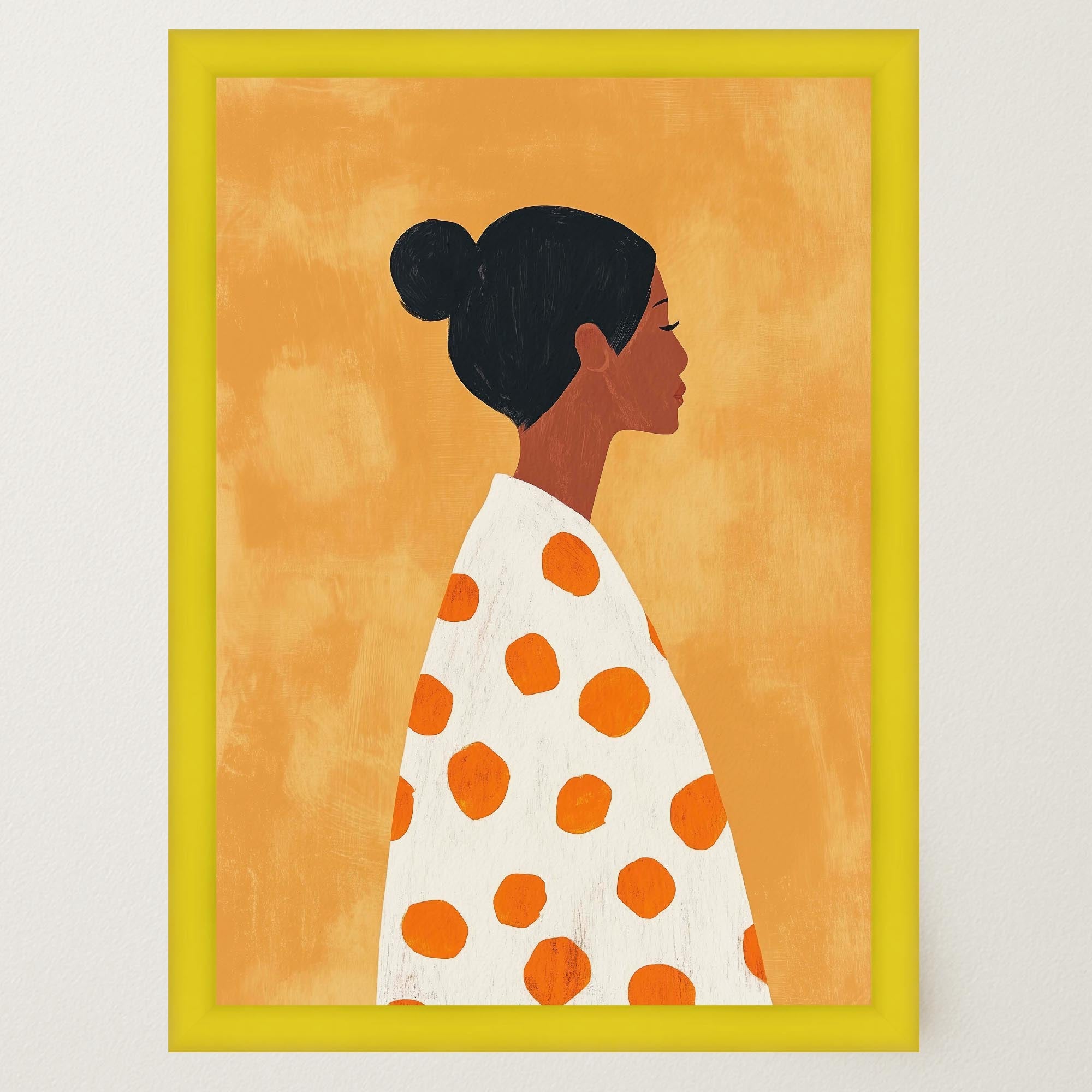 Woman in Polka Dot Dress Portrait Wall Art Print-Skudaboo