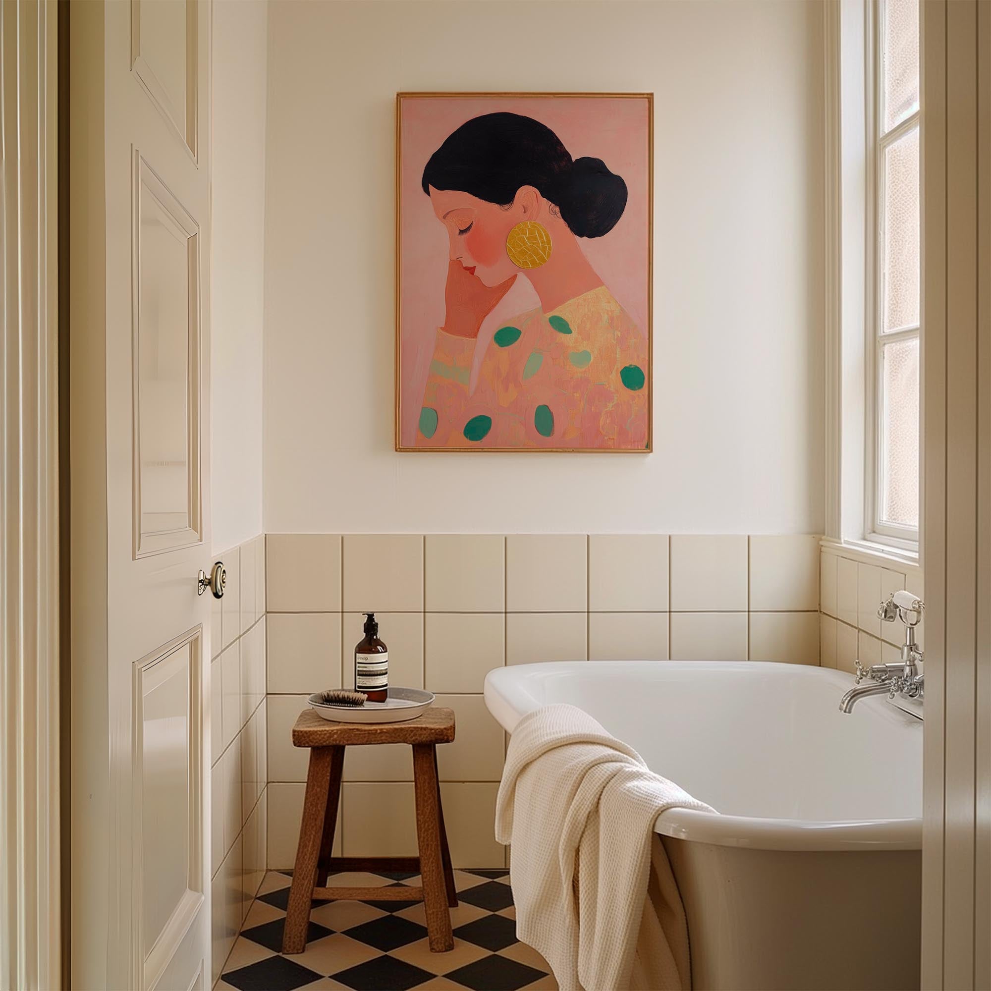 Woman in Pink Portrait Feminine Wall Art Print-Skudaboo