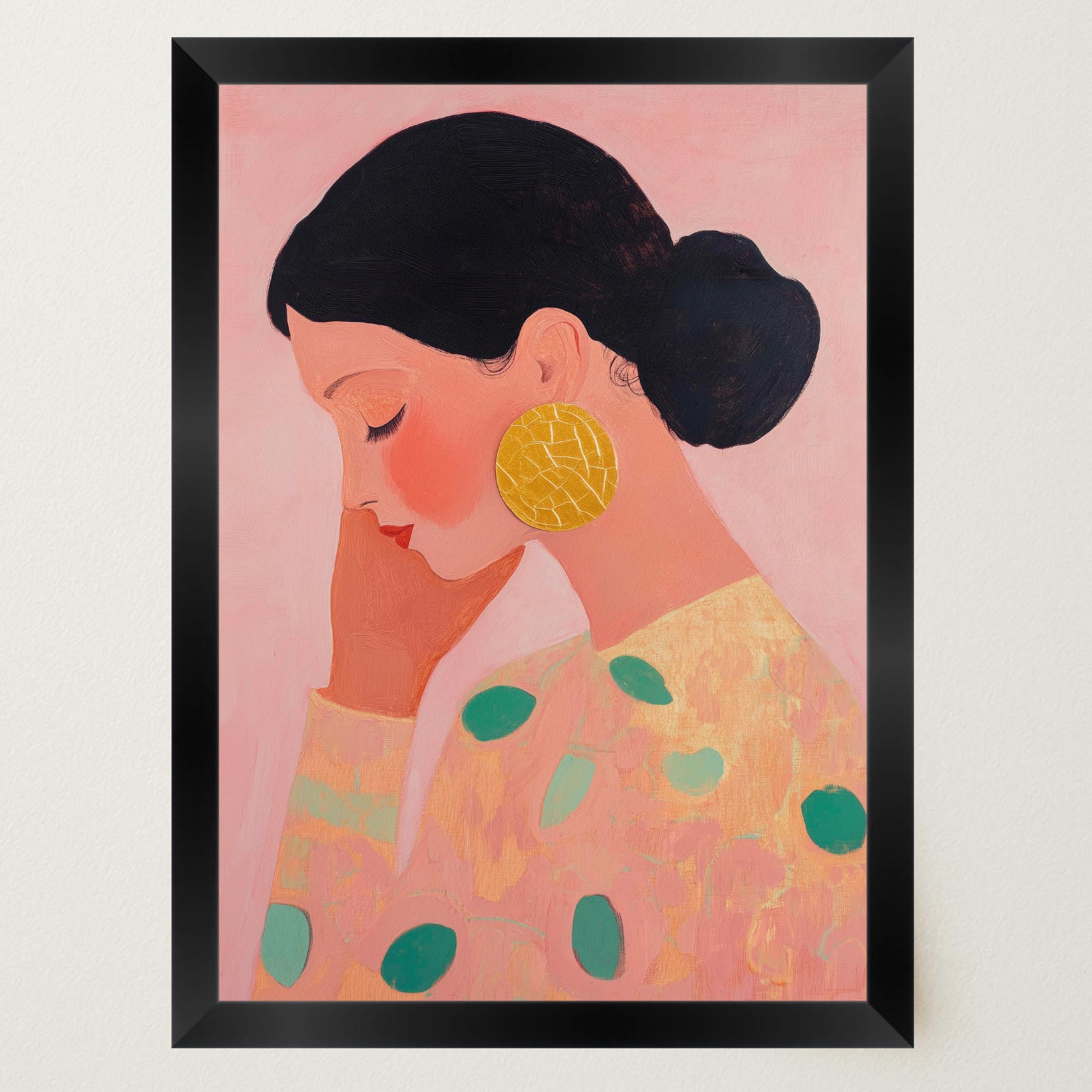 Woman in Pink Portrait Feminine Wall Art Print-Skudaboo