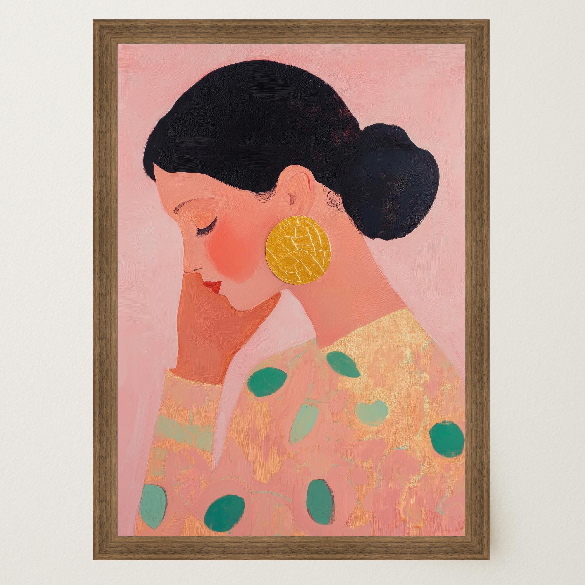 Woman in Pink Portrait Feminine Wall Art Print-Skudaboo
