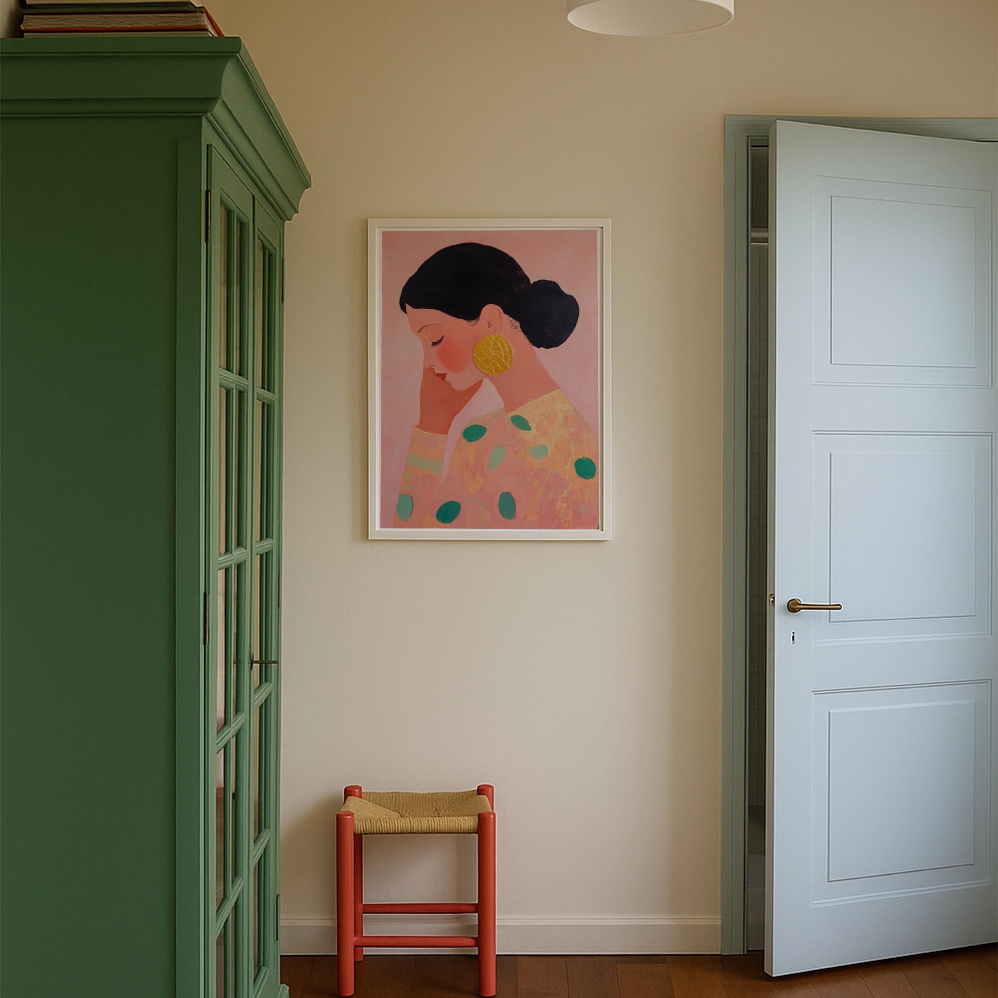 Woman in Pink Portrait Feminine Wall Art Print-Skudaboo