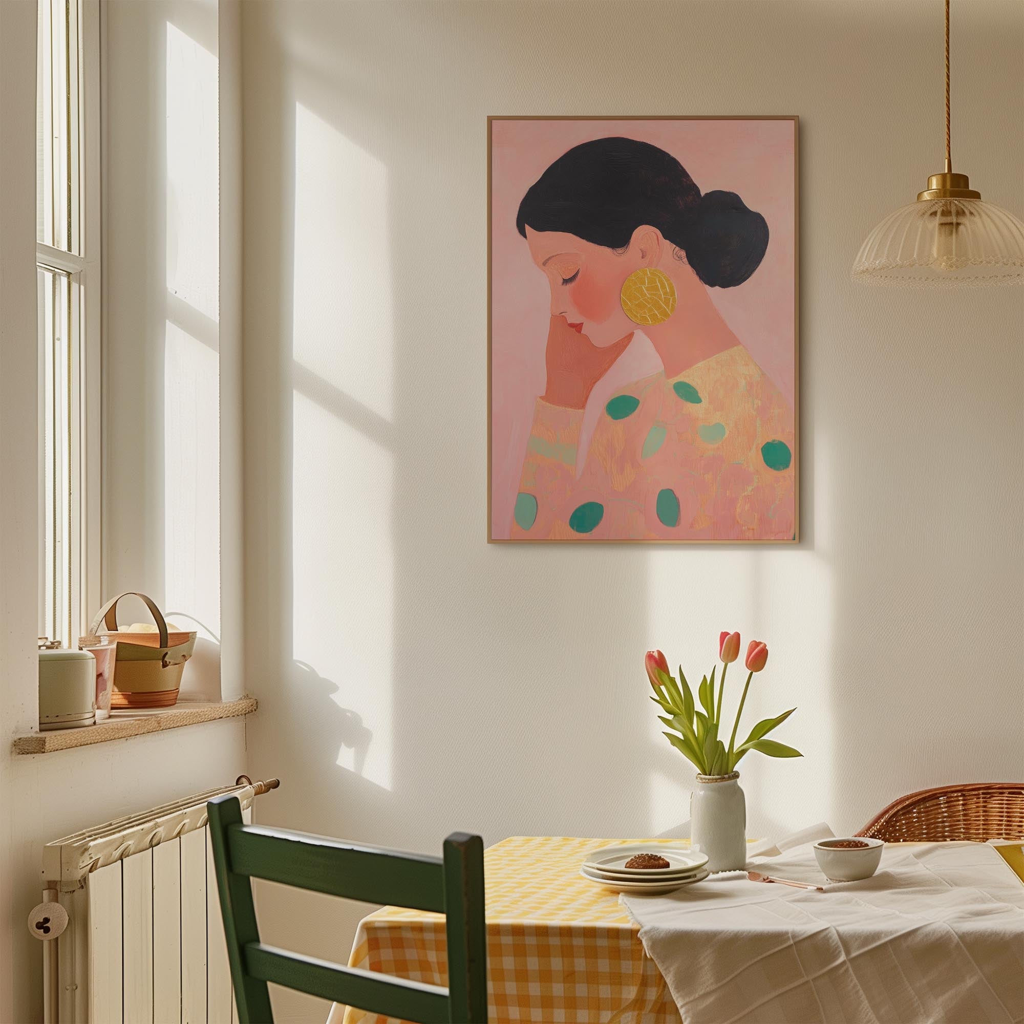 Woman in Pink Portrait Feminine Wall Art Print-Skudaboo