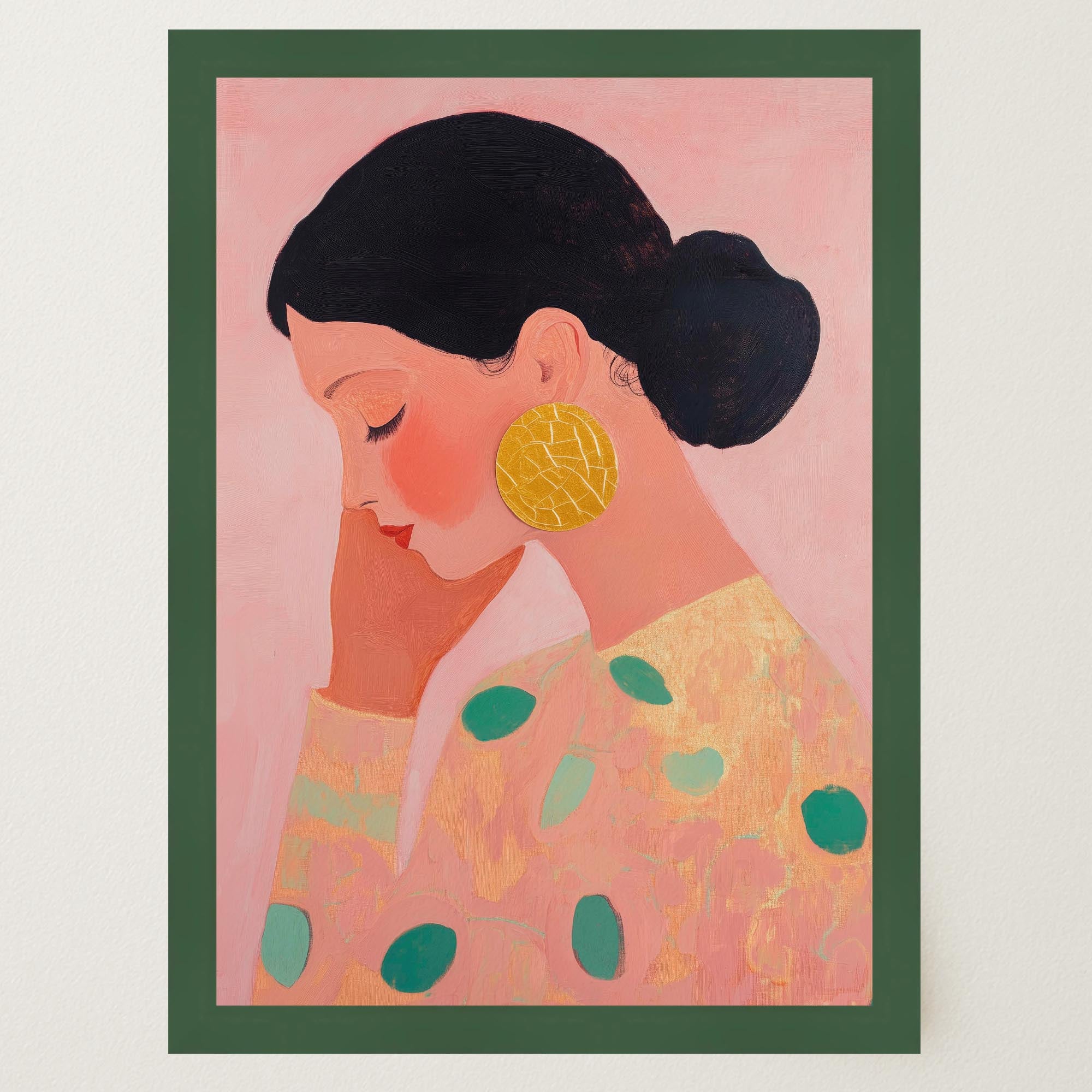 Woman in Pink Portrait Feminine Wall Art Print-Skudaboo