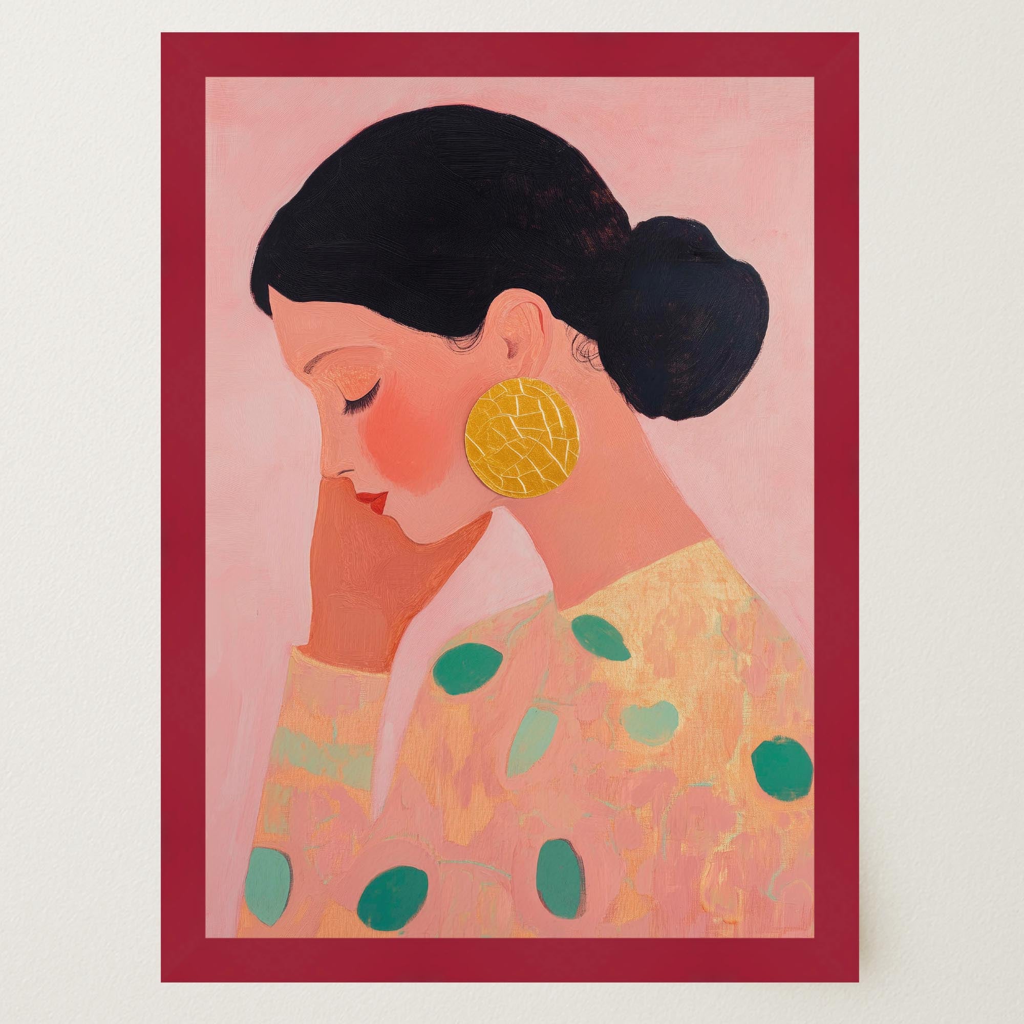 Woman in Pink Portrait Feminine Wall Art Print-Skudaboo