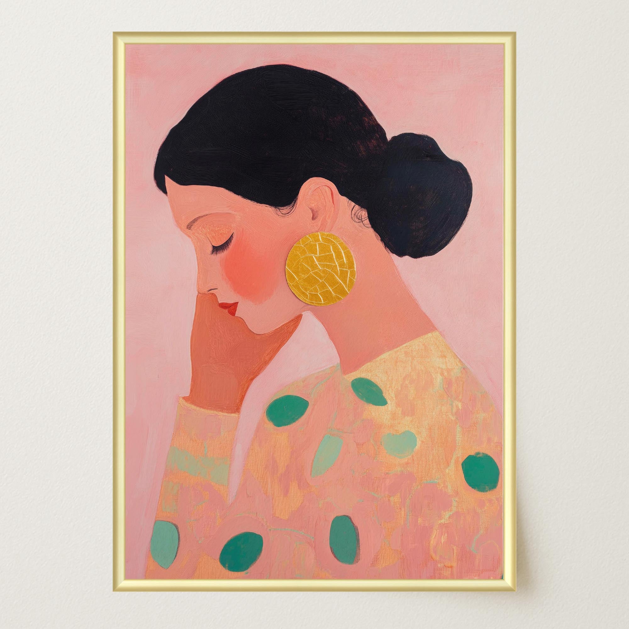 Woman in Pink Portrait Feminine Wall Art Print-Skudaboo