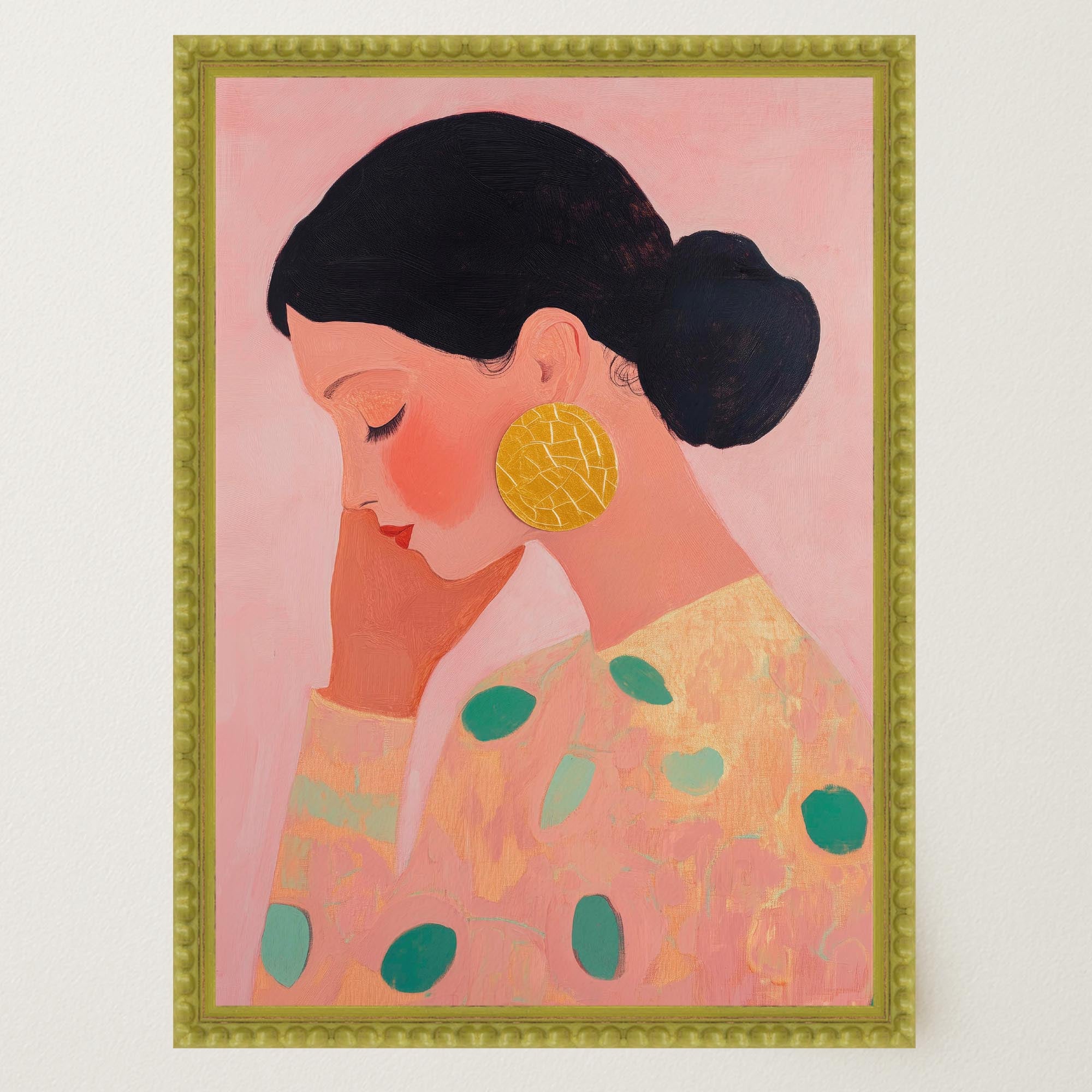 Woman in Pink Portrait Feminine Wall Art Print-Skudaboo