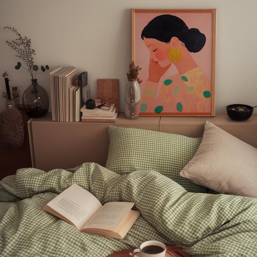 Woman in Pink Portrait Feminine Wall Art Print-Skudaboo