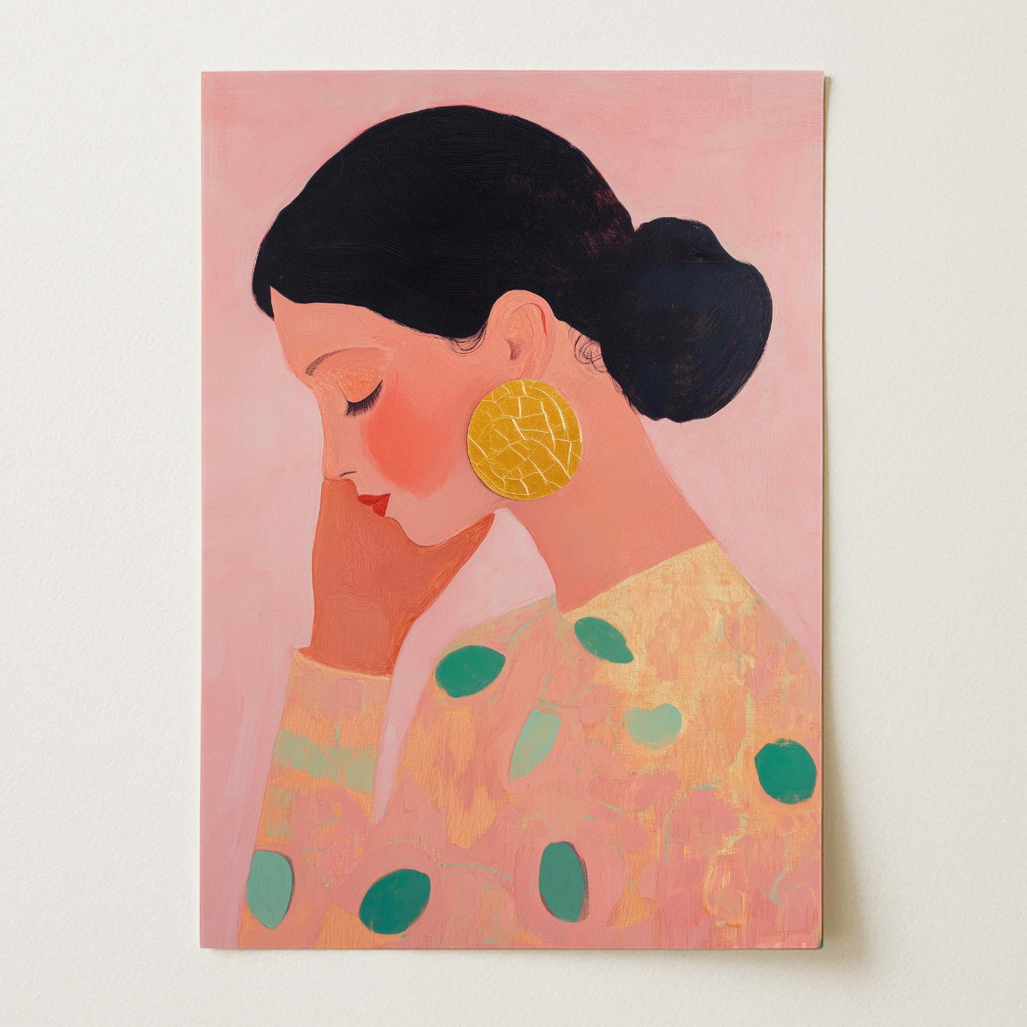 Woman in Pink Portrait Feminine Wall Art Print-Skudaboo
