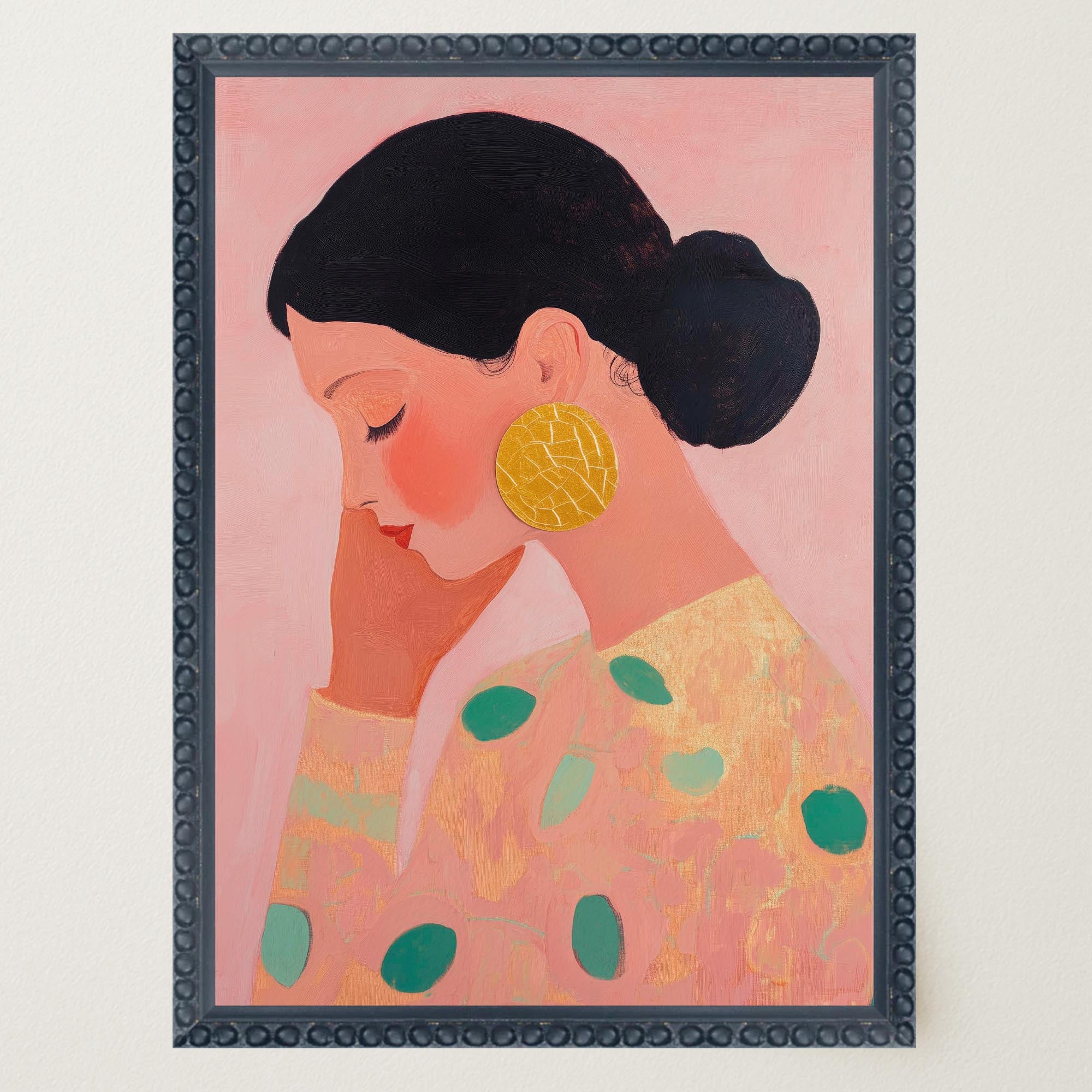 Woman in Pink Portrait Feminine Wall Art Print-Skudaboo