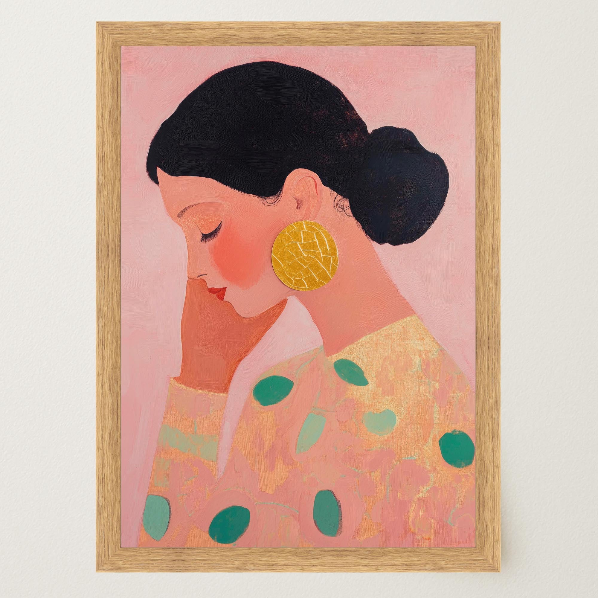 Woman in Pink Portrait Feminine Wall Art Print-Skudaboo