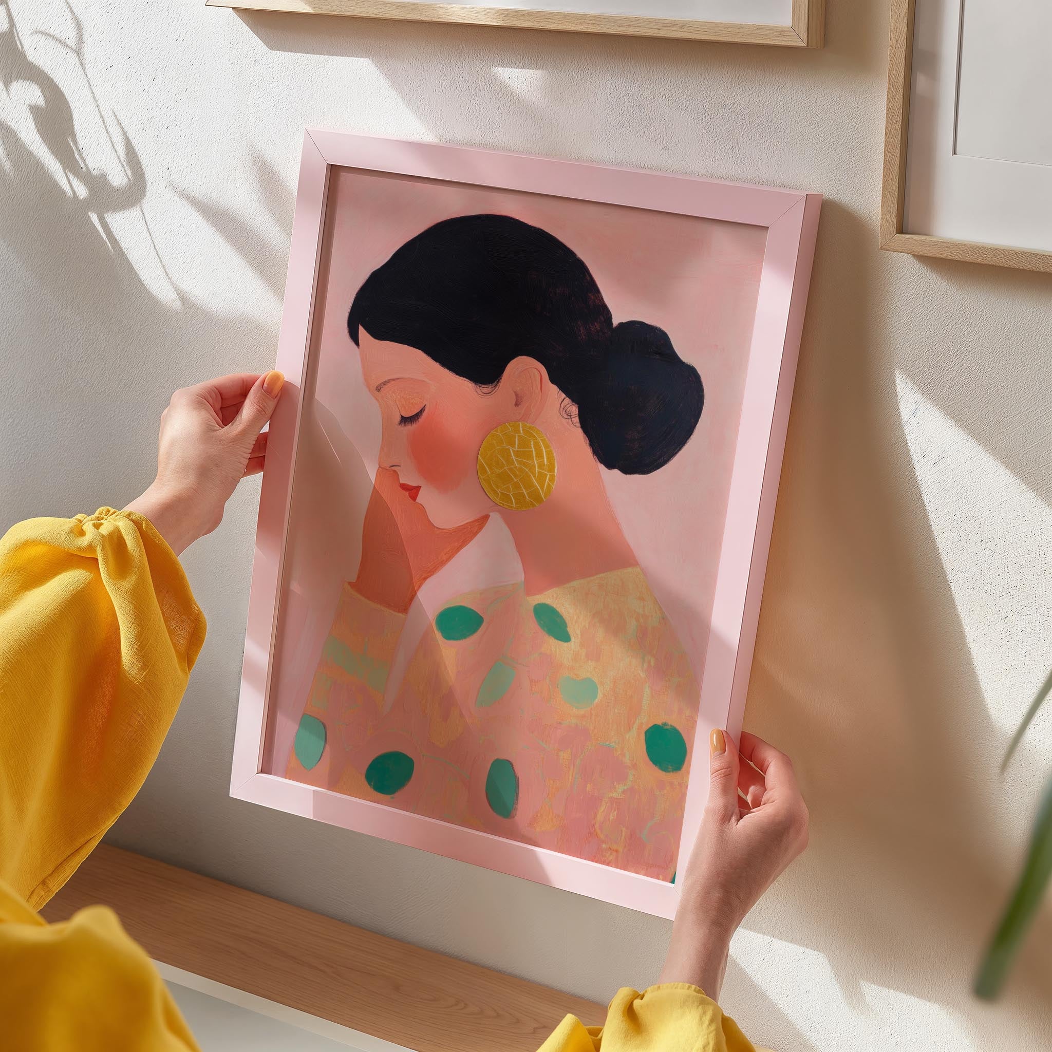 Woman in Pink Portrait Feminine Wall Art Print-Skudaboo
