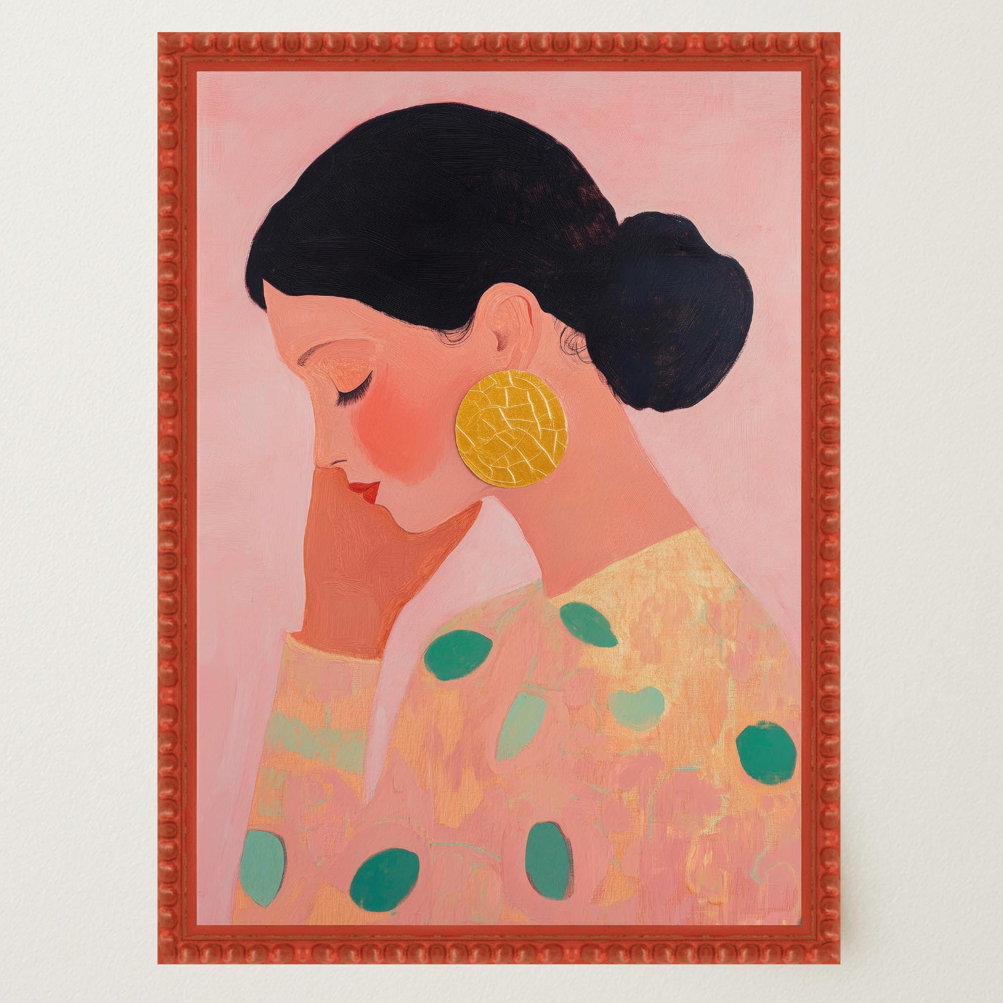 Woman in Pink Portrait Feminine Wall Art Print-Skudaboo