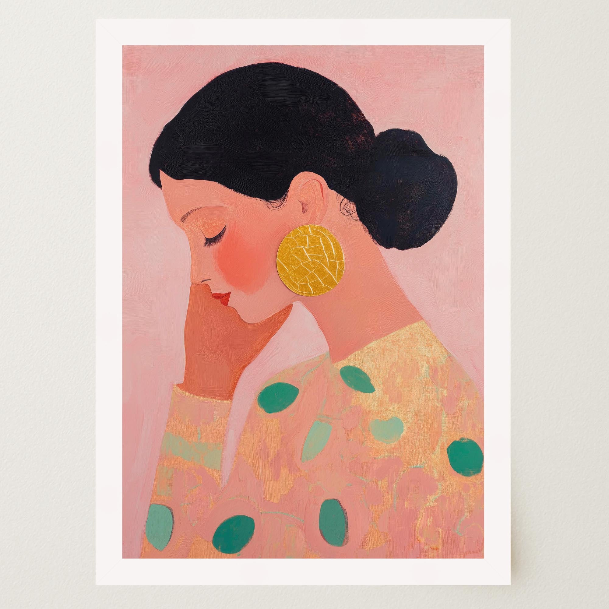 Woman in Pink Portrait Feminine Wall Art Print-Skudaboo