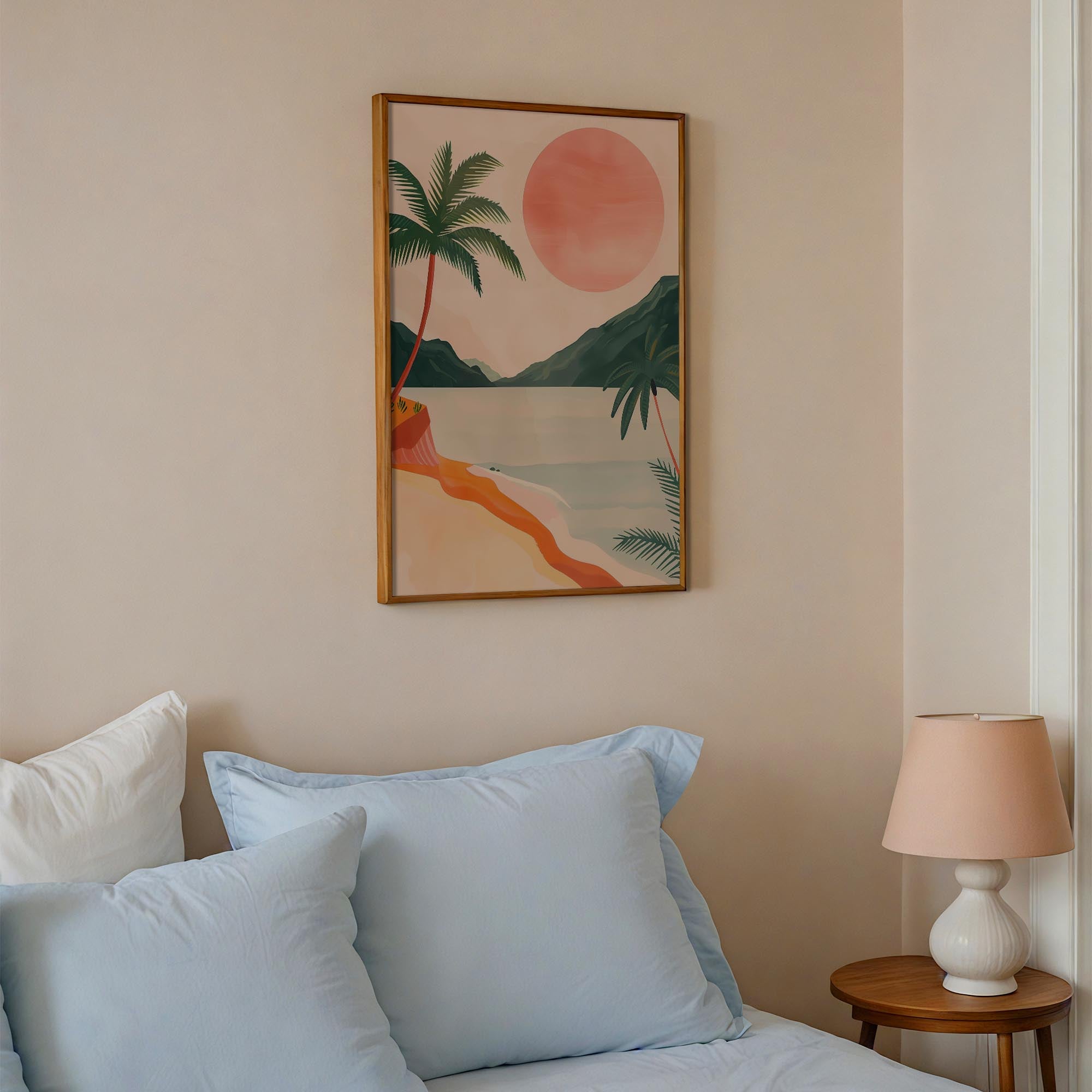Tropical Beach Sunset Landscape Wall Art Print-Skudaboo