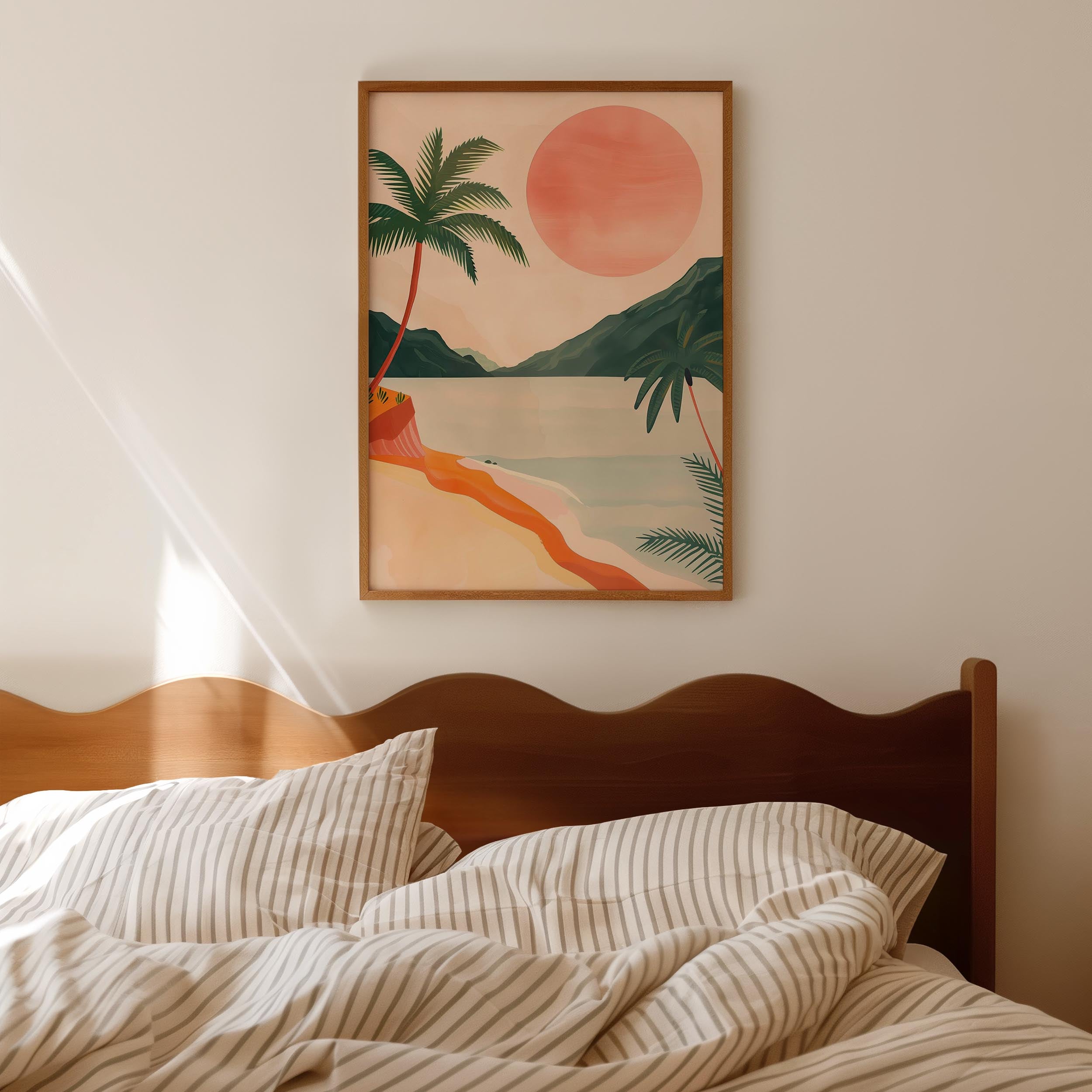 Tropical Beach Sunset Landscape Wall Art Print-Skudaboo