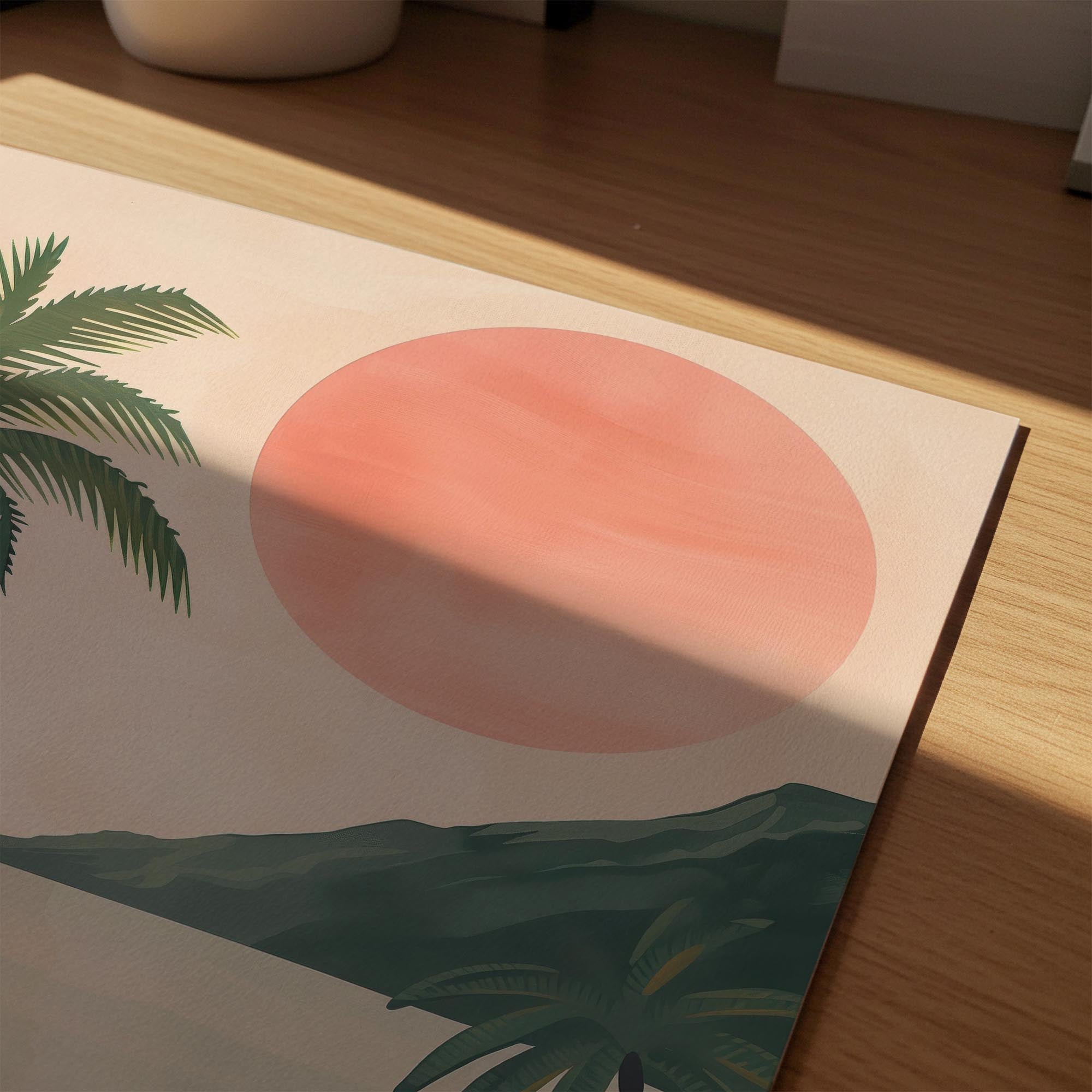 Tropical Beach Sunset Landscape Wall Art Print-Skudaboo