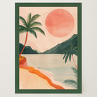 Tropical Beach Sunset Landscape Wall Art Print-Skudaboo