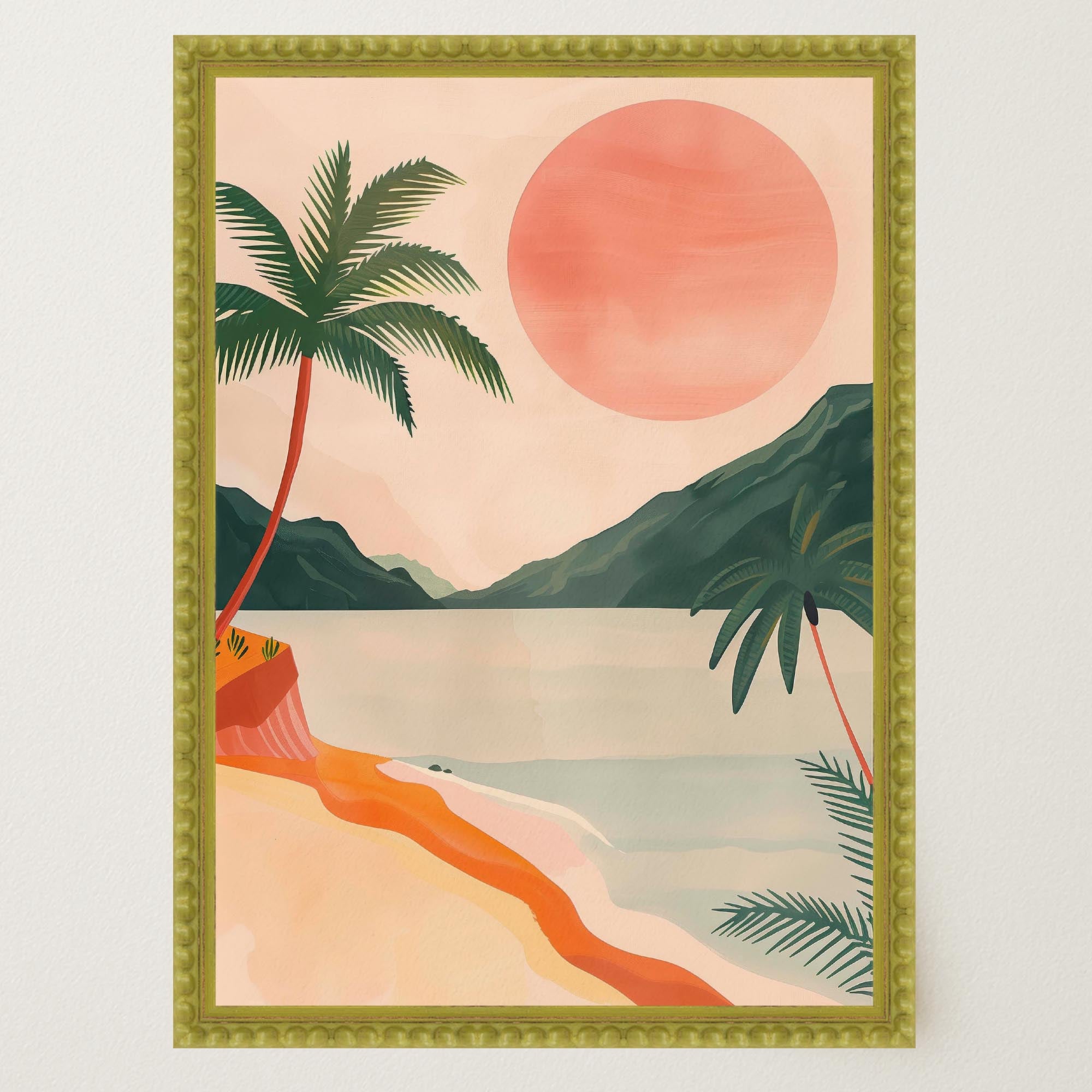 Tropical Beach Sunset Landscape Wall Art Print-Skudaboo