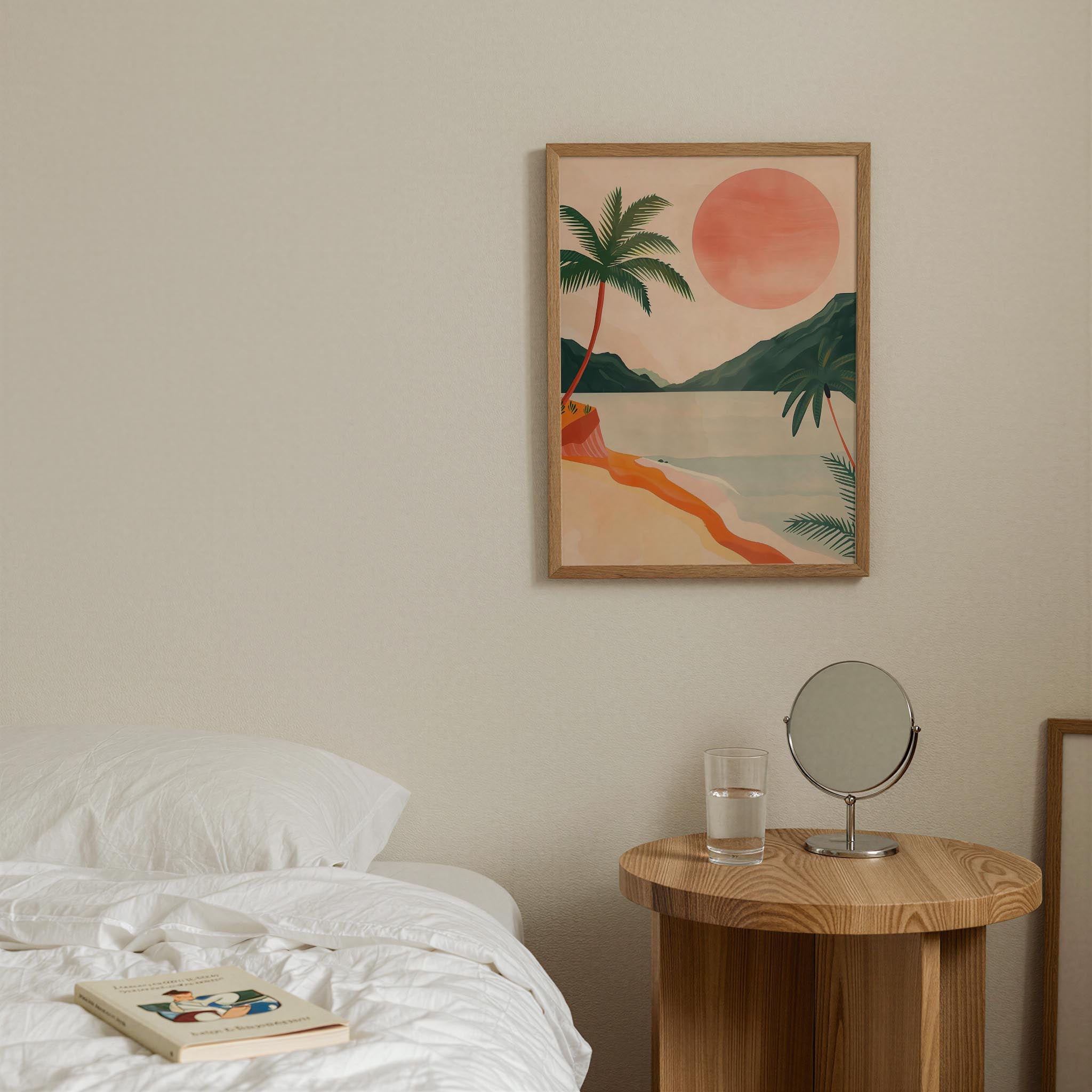 Tropical Beach Sunset Landscape Wall Art Print-Skudaboo