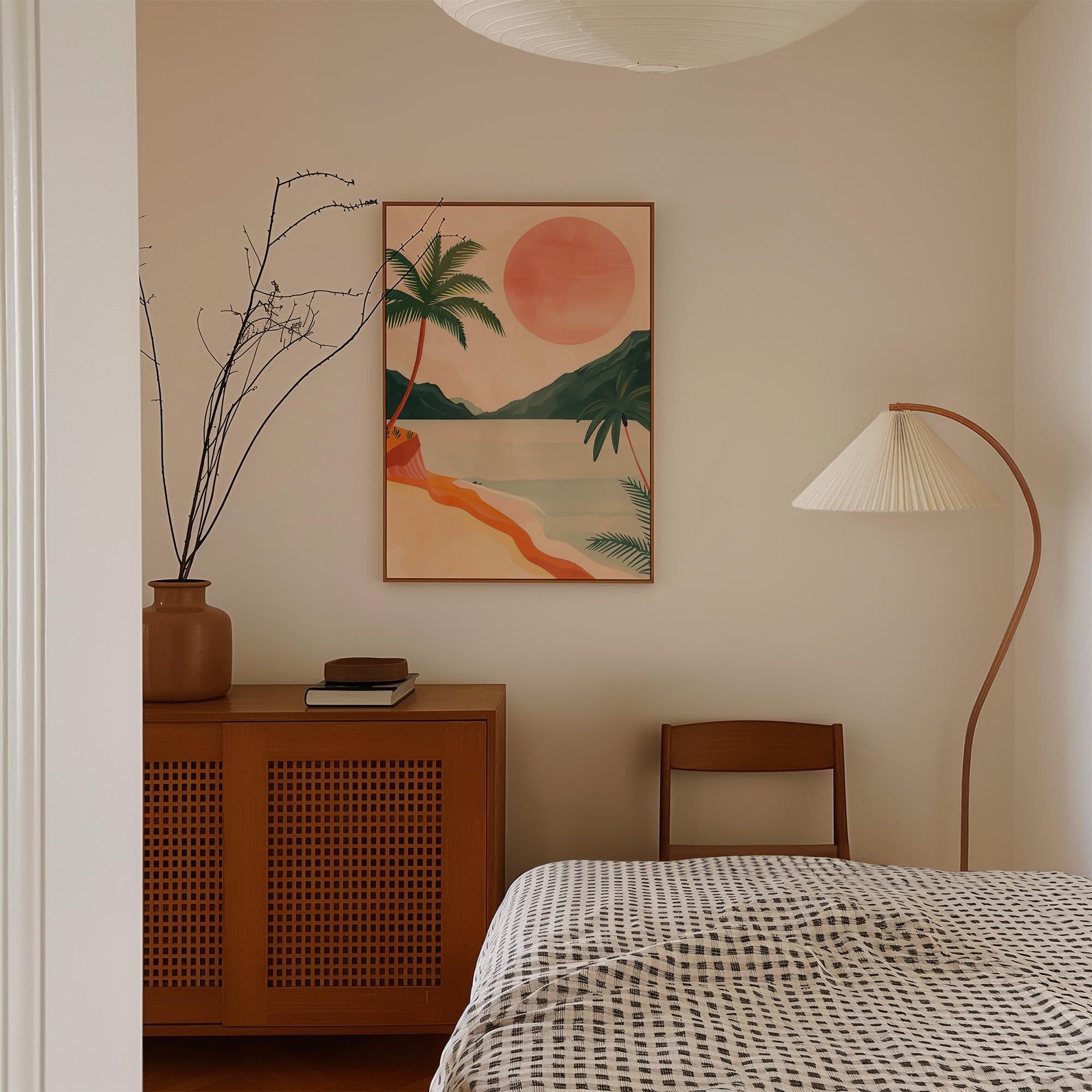 Tropical Beach Sunset Landscape Wall Art Print-Skudaboo
