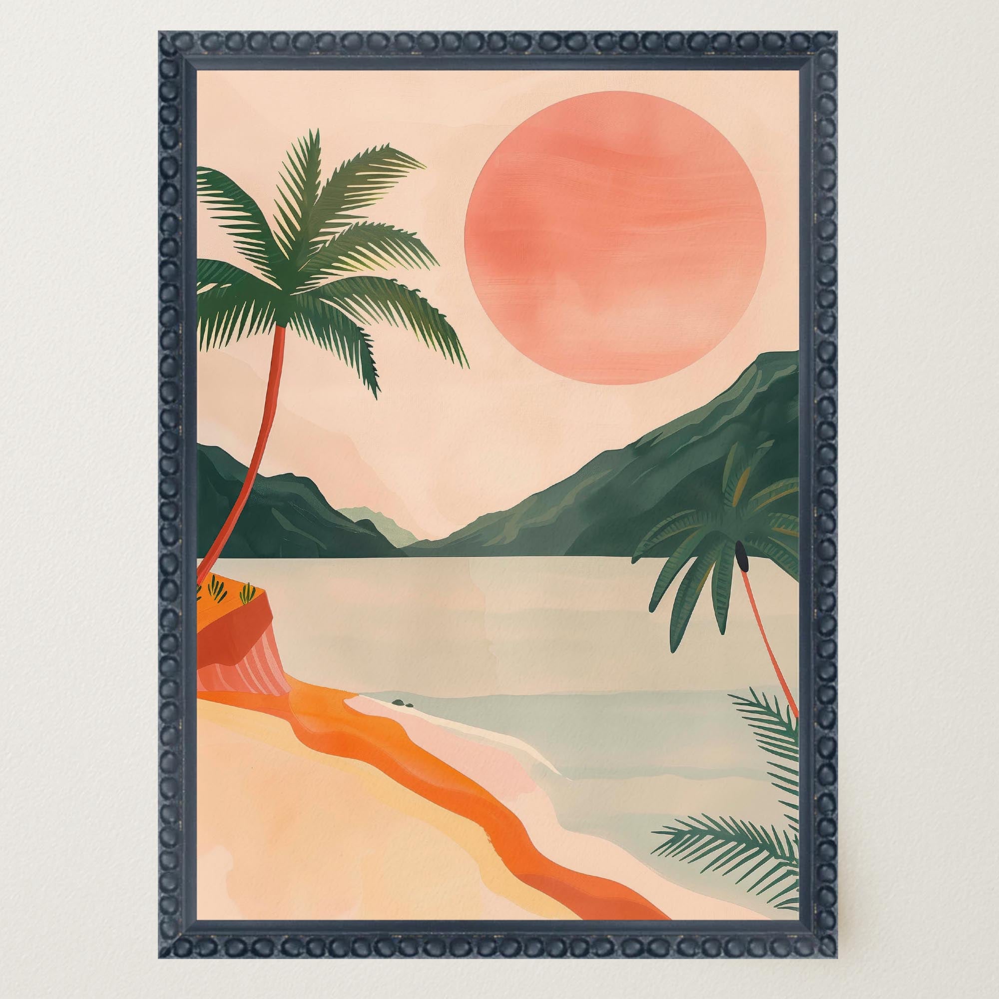 Tropical Beach Sunset Landscape Wall Art Print-Skudaboo