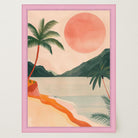 Tropical Beach Sunset Landscape Wall Art Print-Skudaboo
