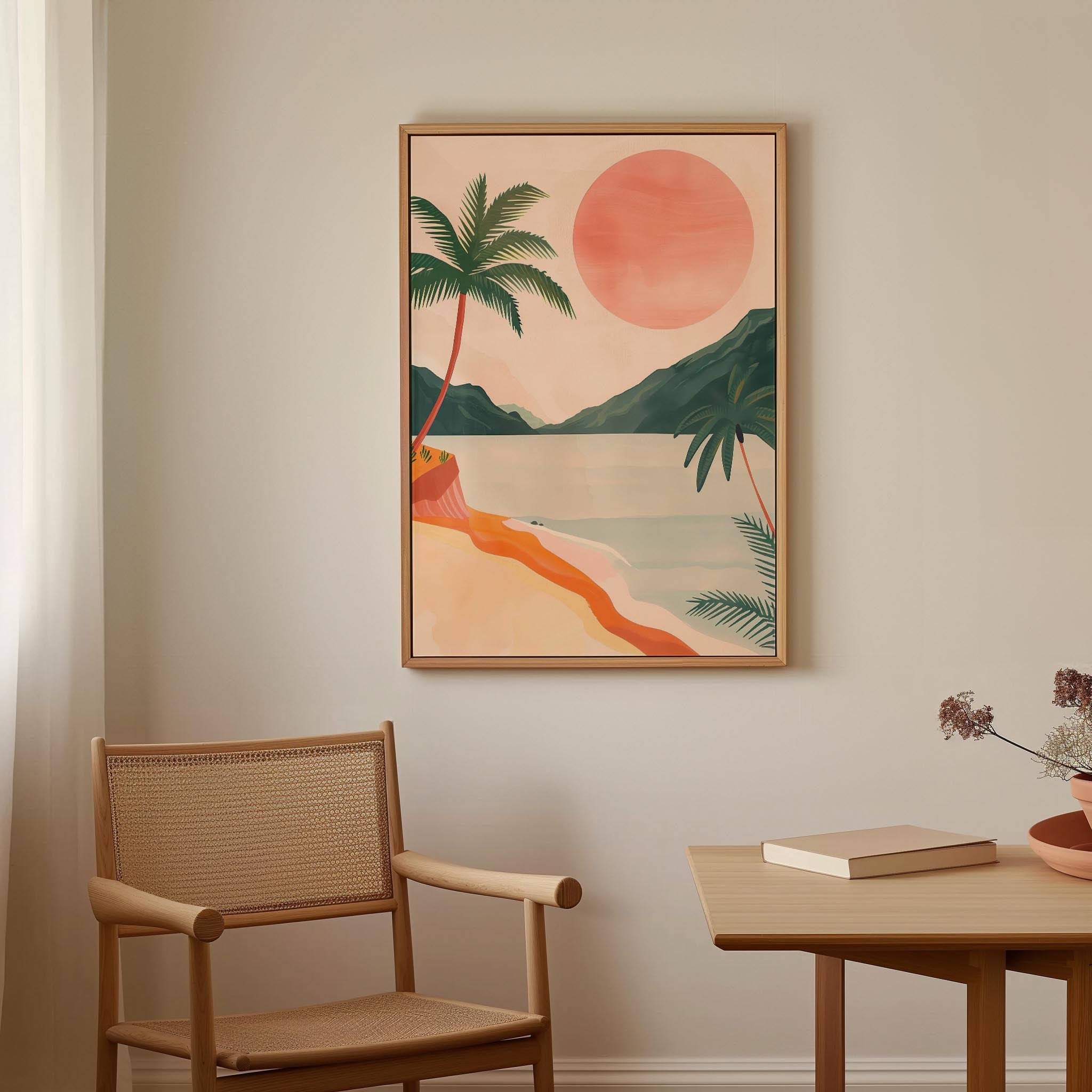 Tropical Beach Sunset Landscape Wall Art Print-Skudaboo