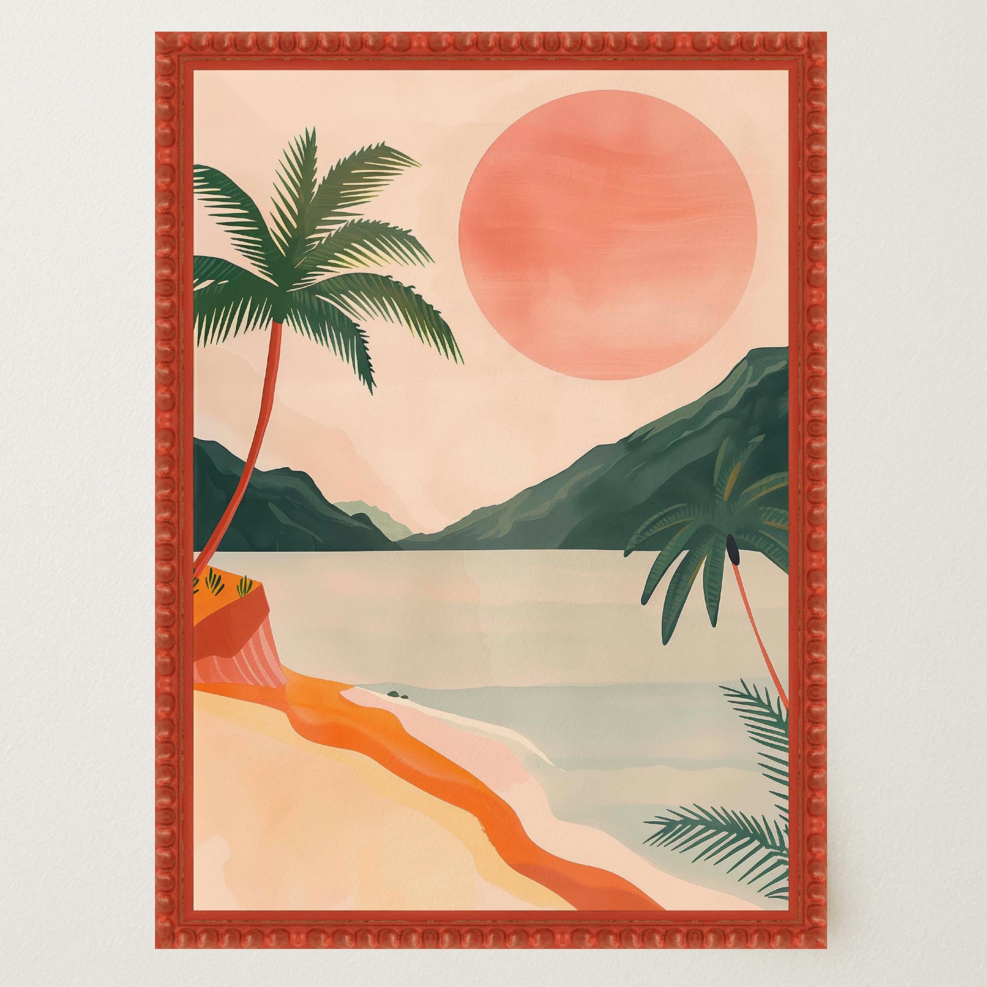 Tropical Beach Sunset Landscape Wall Art Print-Skudaboo