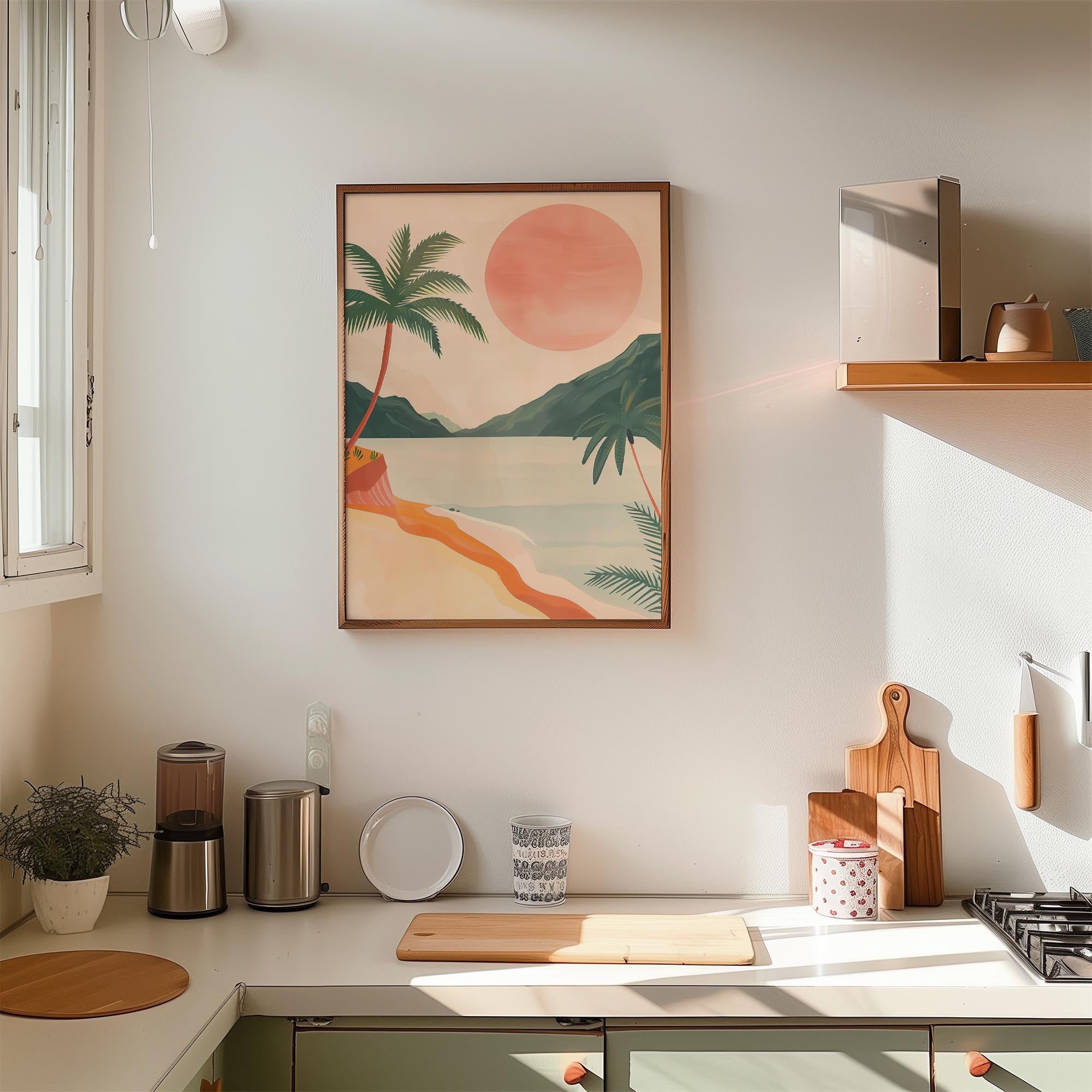 Tropical Beach Sunset Landscape Wall Art Print-Skudaboo