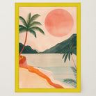 Tropical Beach Sunset Landscape Wall Art Print-Skudaboo