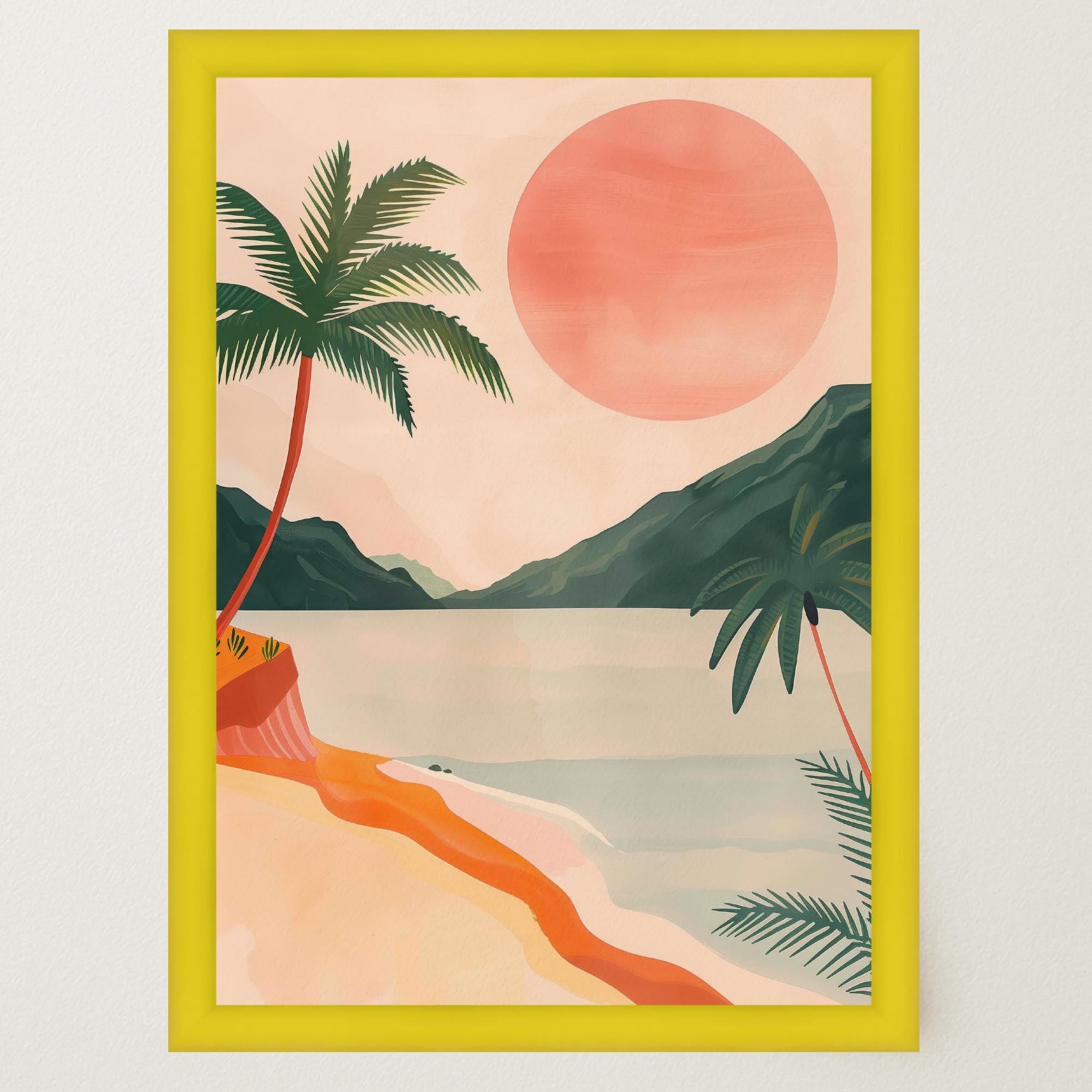 Tropical Beach Sunset Landscape Wall Art Print-Skudaboo